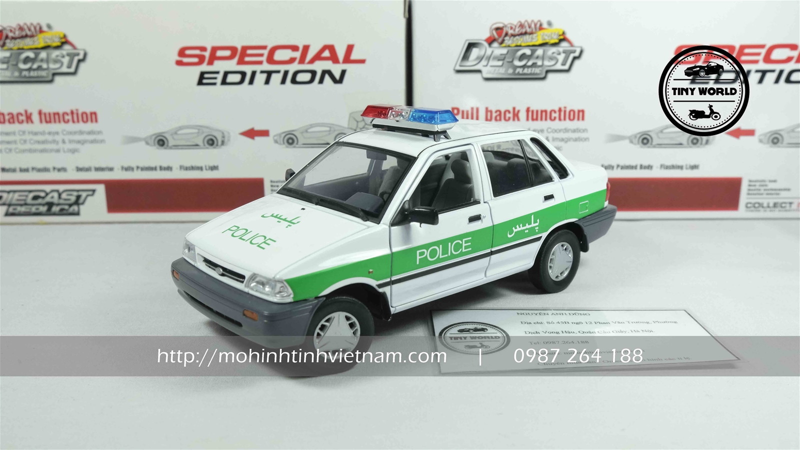 KIA PRIDE POLICE 1987 (TRẮNG) 1:24 WELLY