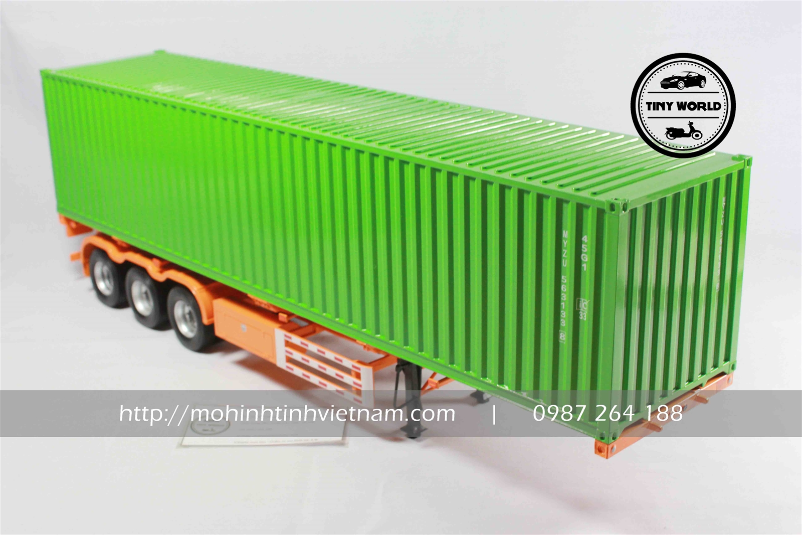 THÙNG CONTAINER + TRAILER (XANH) 1:24 DEALER