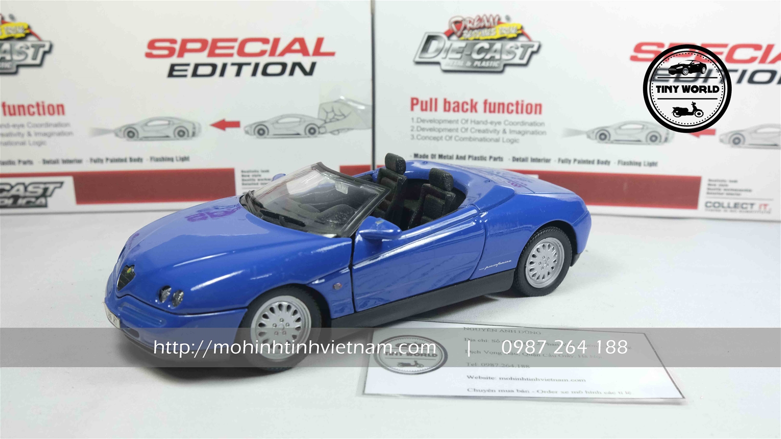 MÔ HÌNH Ô TÔ ALFA ROMEO SPIDER (XANH) 1:24 WELLY