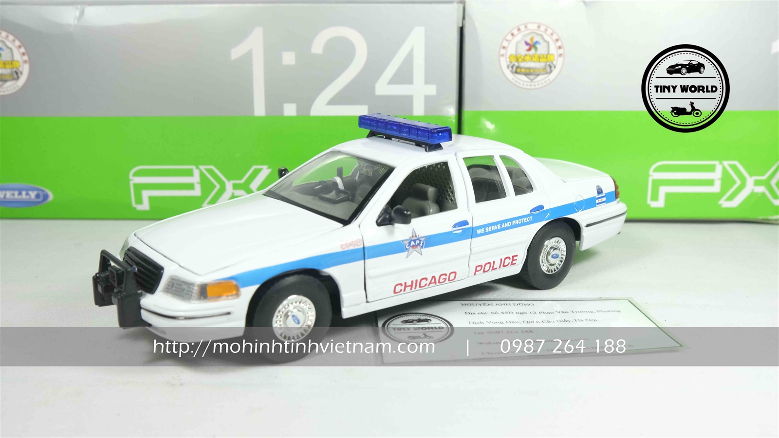FORD CROWN VICTORIA CHICAGO POLICE 1999 (TRẮNG) 1:24 WELLY