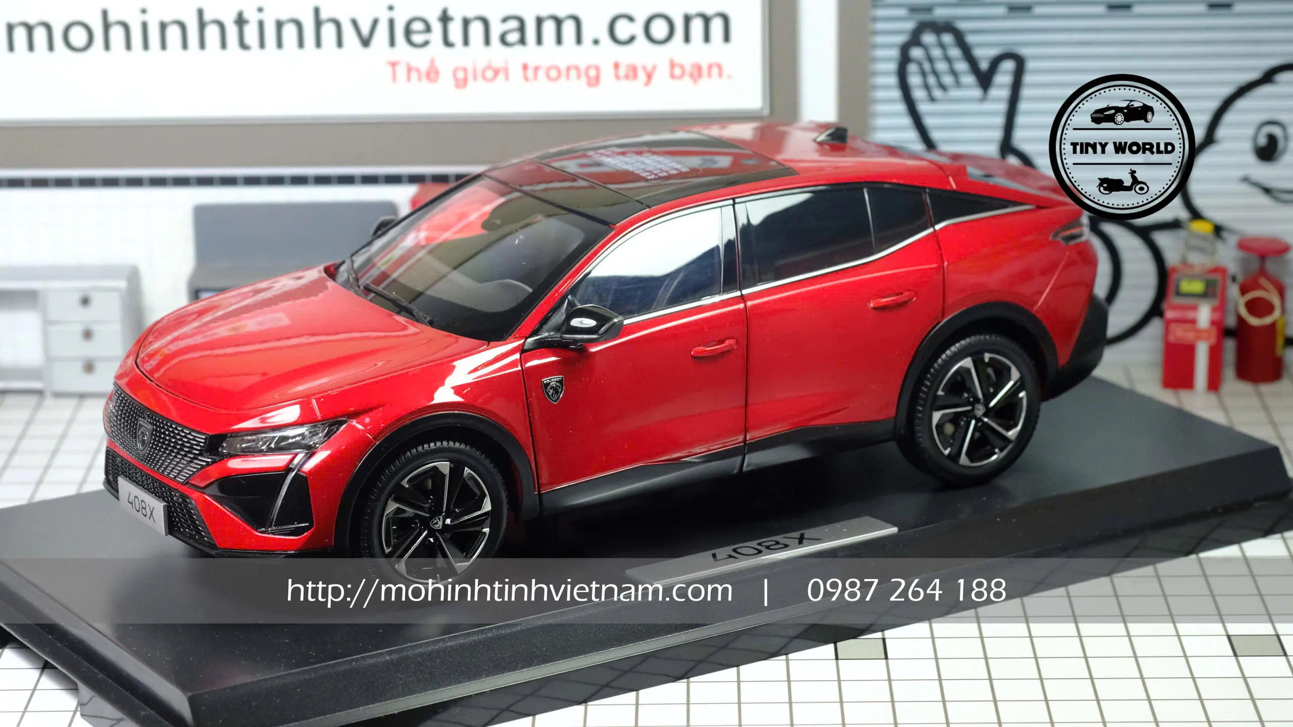 MÔ HÌNH Ô TÔ PEUGEOT 408X 2023 (ĐỎ) 1:18 DEALER