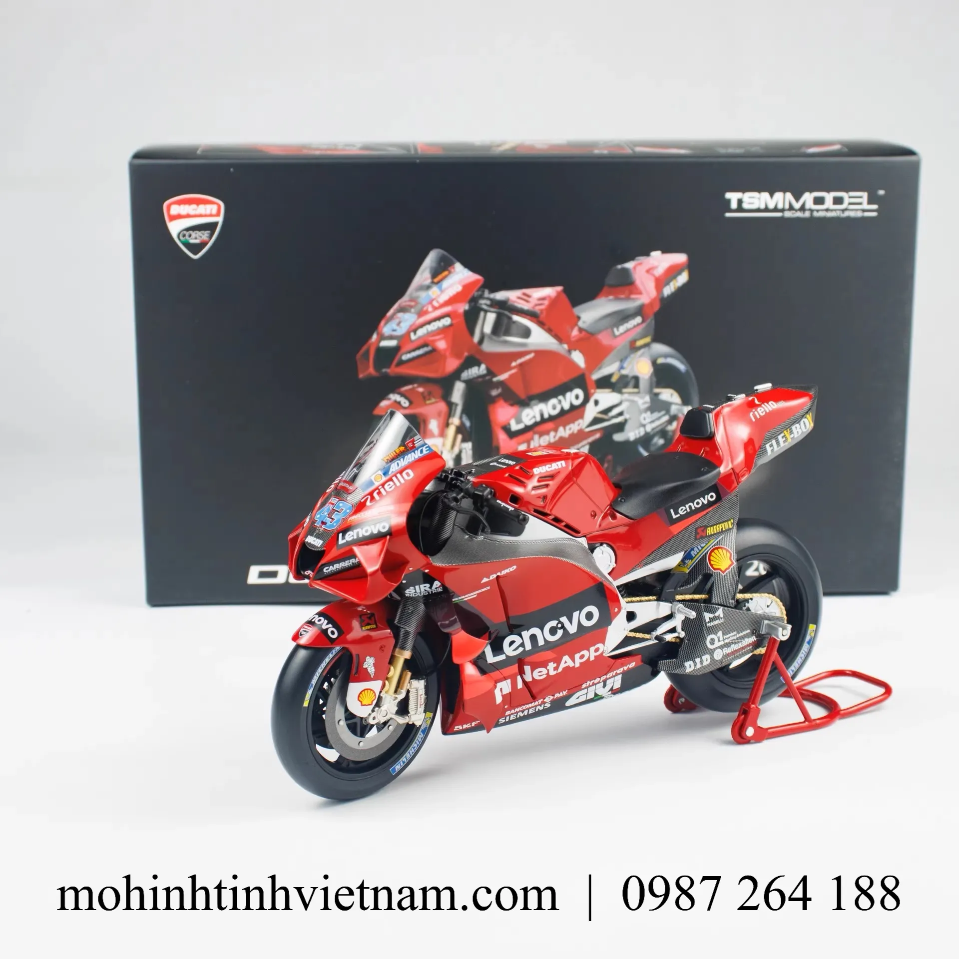 MÔ HÌNH XE MÁY DUCATI DESMOSEDICI GP22 #43 2022 (ĐỎ) 1:12 TSM