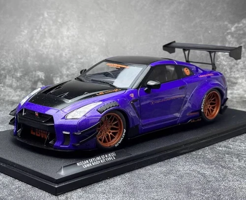 MÔ HÌNH Ô TÔ NISSAN SKYLINE GT-R (R35) LBWK BODY KIT TYPE 2 (TÍM) 1:18 SOLIDO