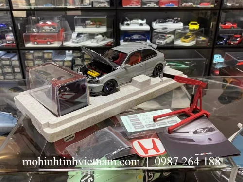 MÔ HÌNH Ô TÔ HONDA CIVIC TYPE R EK9-120 (XÁM) 1:18 MOTORHELIX