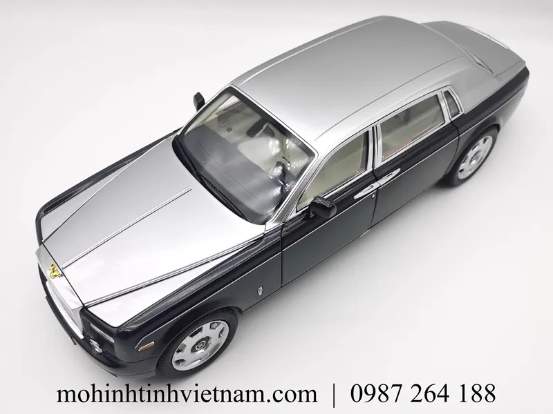 MÔ HÌNH Ô TÔ ROLLS-ROYCE PHANTOM EXTENDED WHEELBASE (ĐEN BẠC) 1:18 KYOSHO