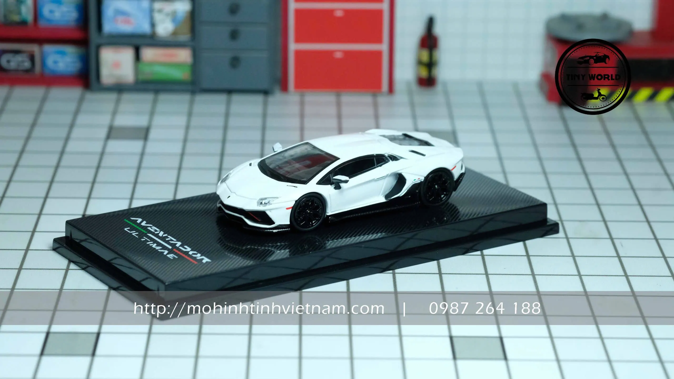 MÔ HÌNH Ô TÔ LAMBORGHINI AVENTADOR LP780 (TRẮNG) 1:64 HOBBY FANS