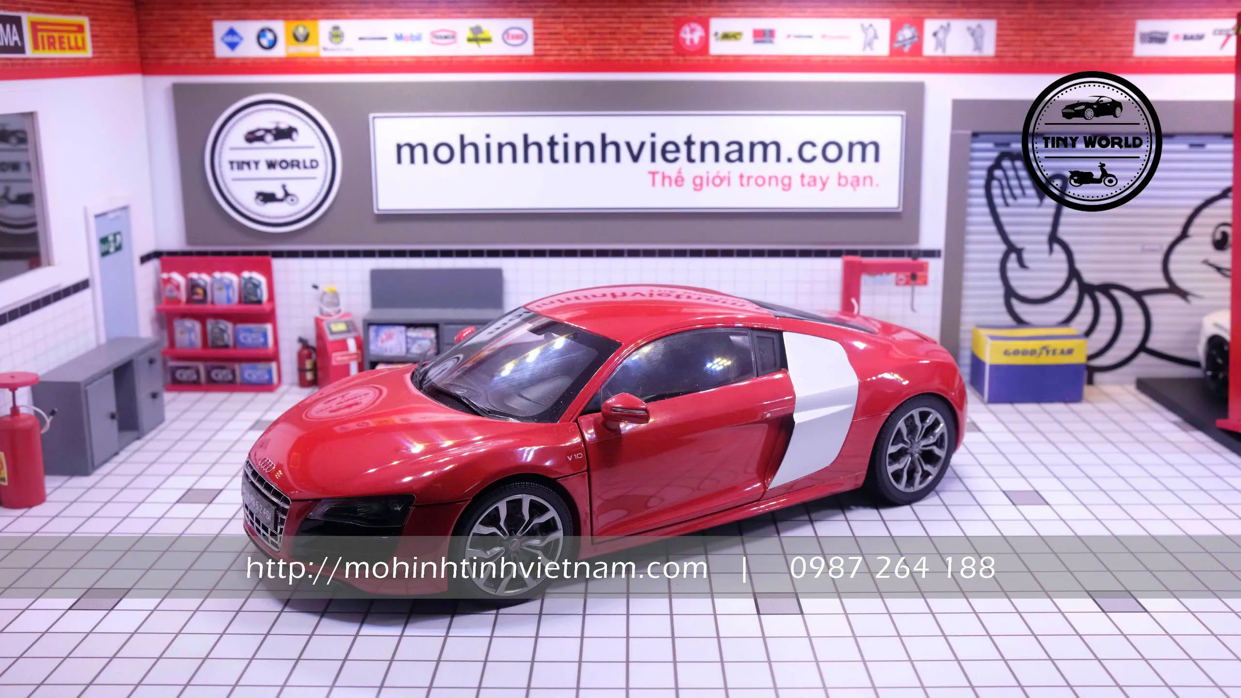 MÔ HÌNH Ô TÔ AUDI R8 5.2 FSI (ĐỎ) 1:18 KYOSHO