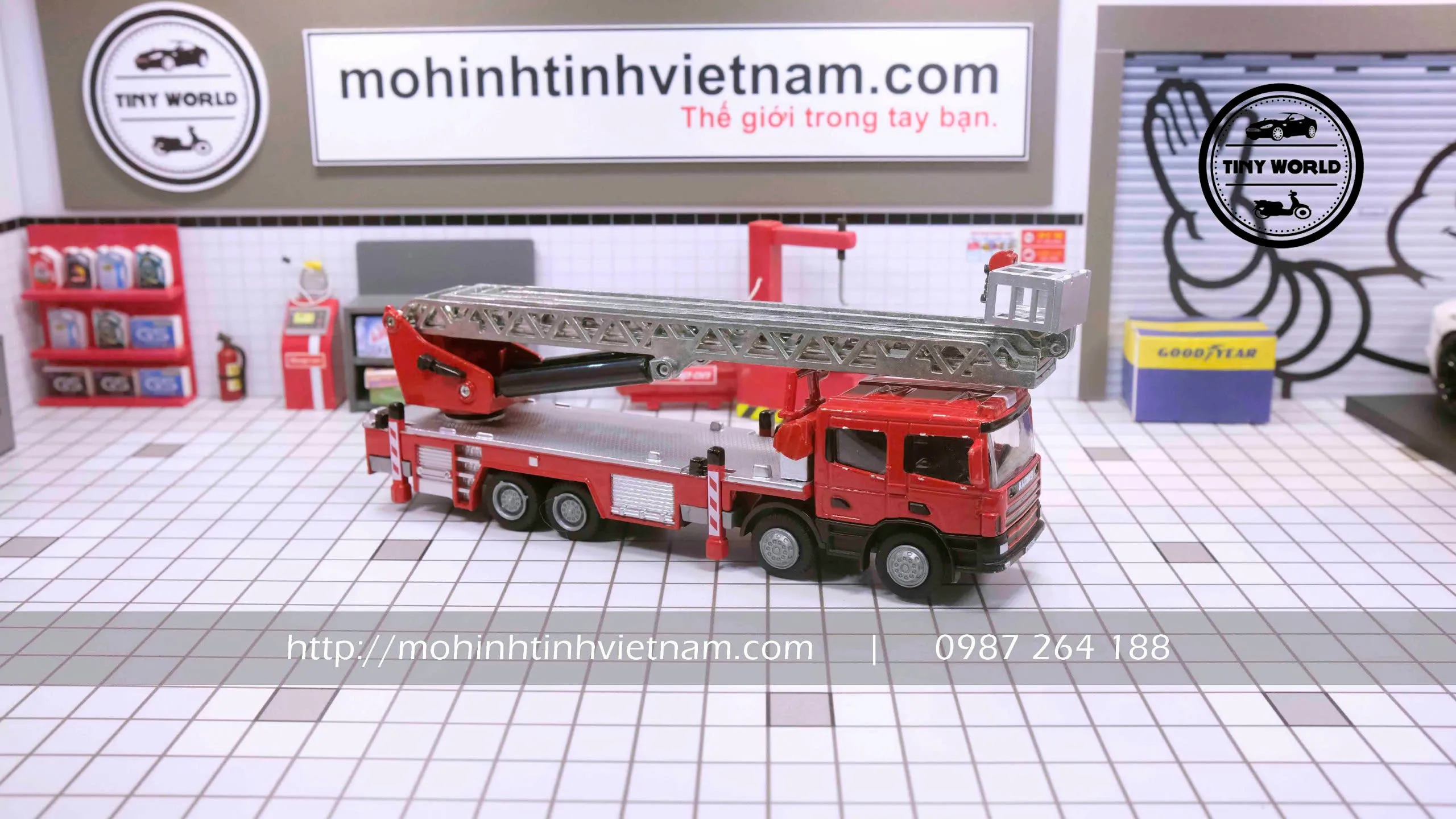 MÔ HÌNH XE CỨU HỎA THANG (ĐỎ) 1:50 KAIDIWEI