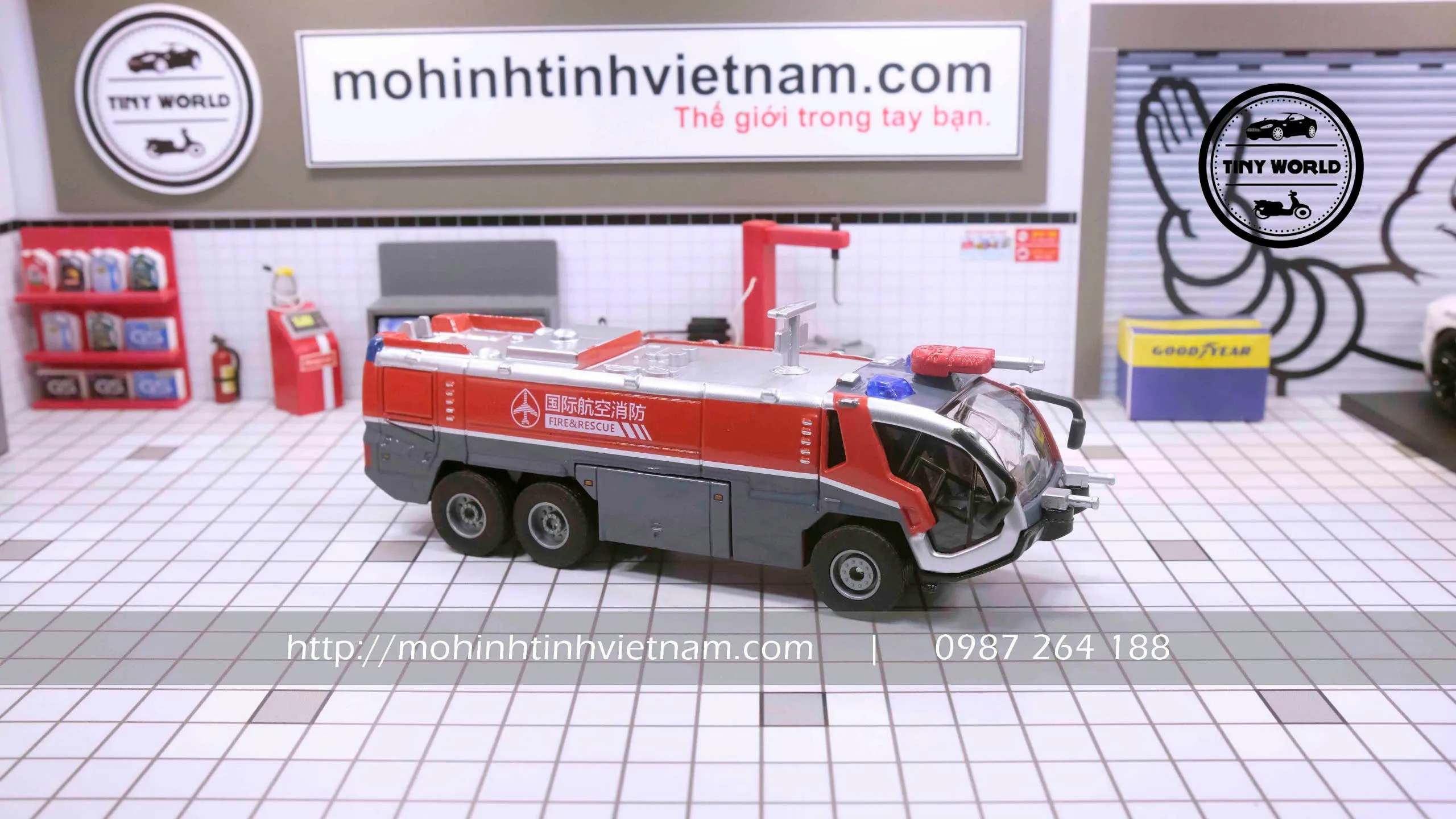 MÔ HÌNH XE CỨU HỎA SÂN BAY (ĐỎ) 1:50 KAIDIWEI