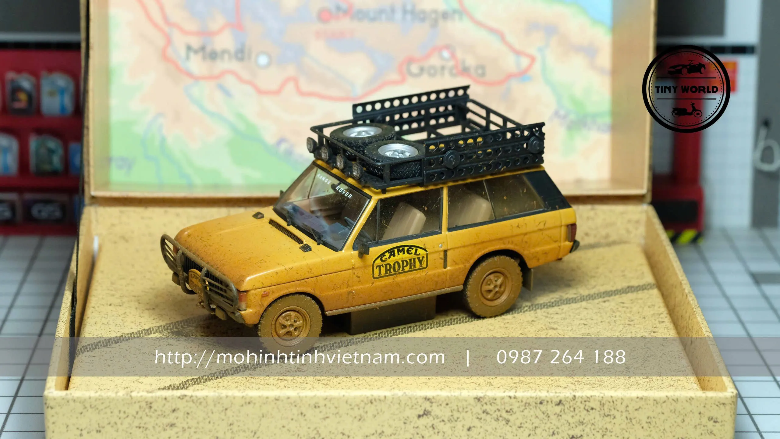 MÔ HÌNH Ô TÔ LAND ROVER RANGE ROVER "CAMEL TROPHY" DIRTY 1982 (VÀNG) 1:43 ALMOST REAL