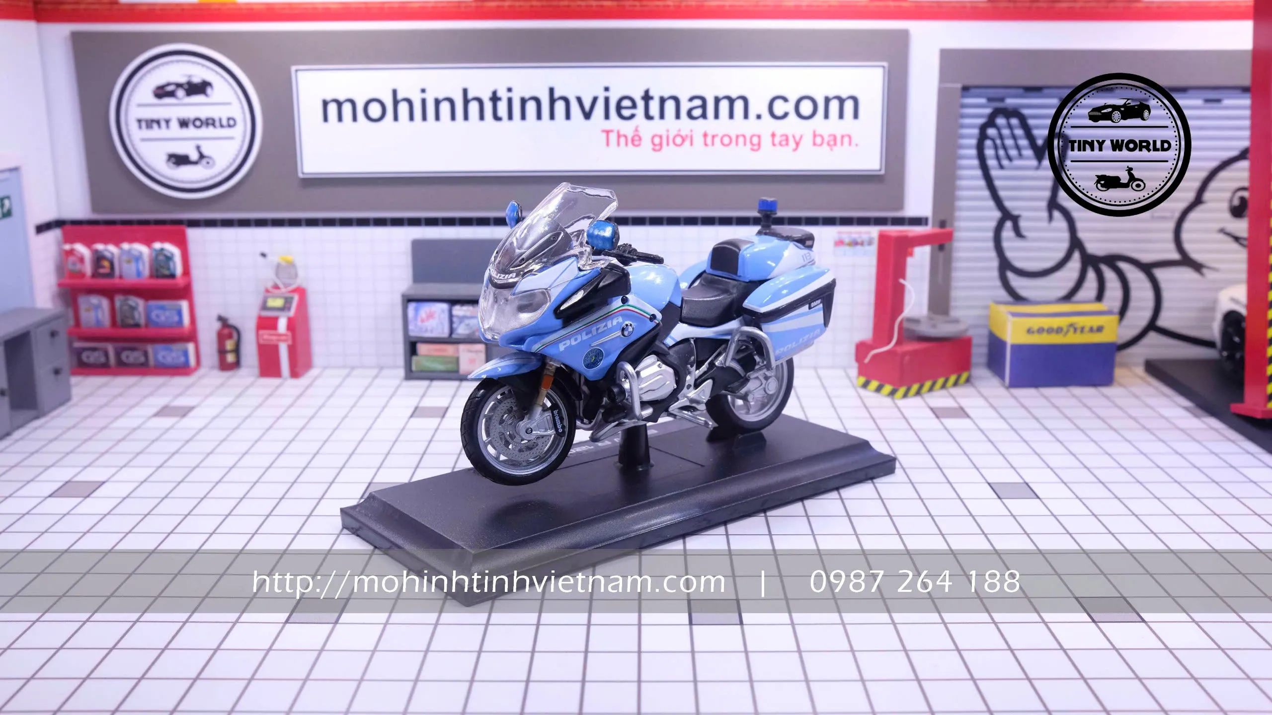 MÔ HÌNH XE MÁY BMW R1200 RT POLIZIA (XANH) 1:18 MAISTO