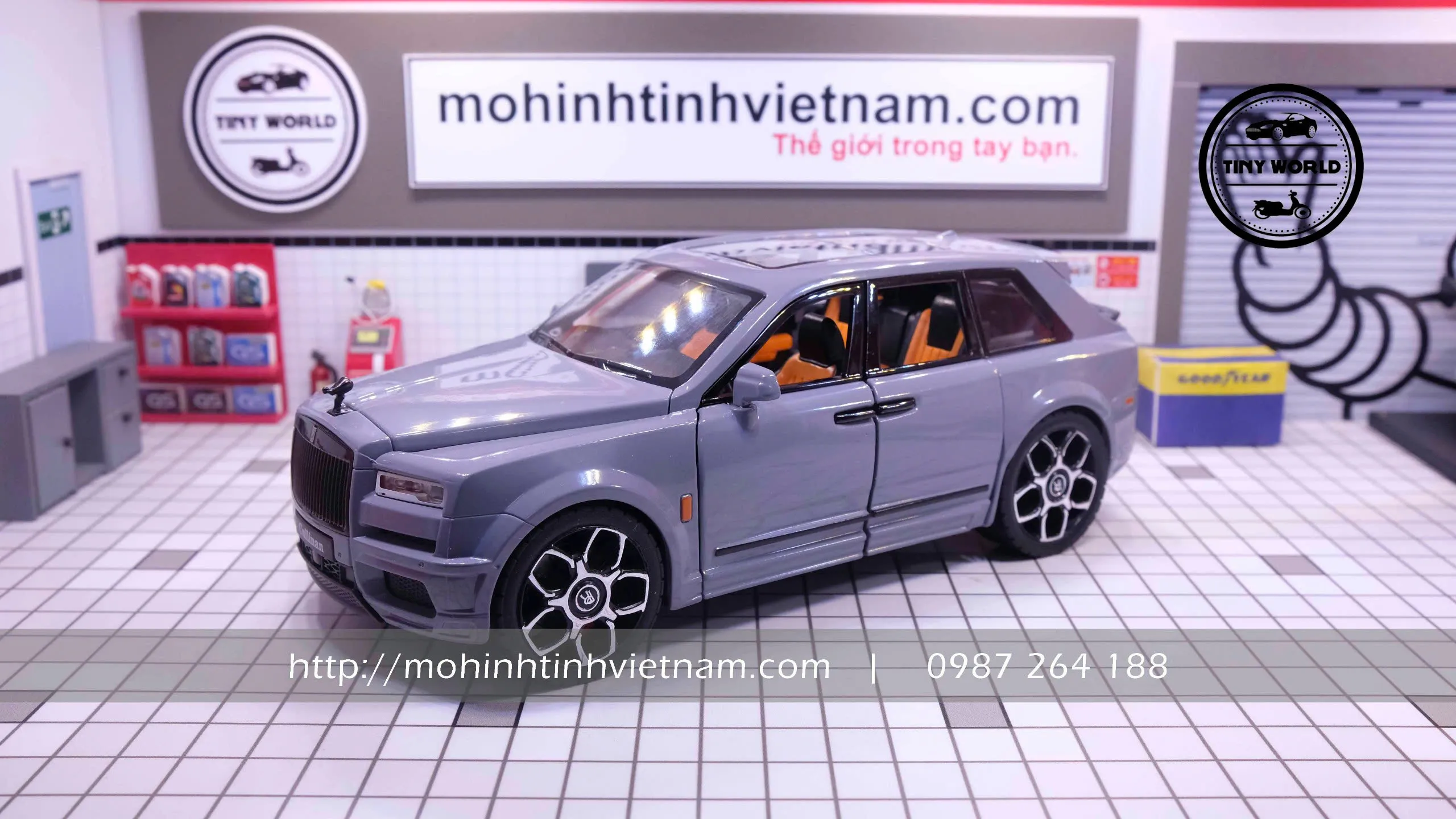 MÔ HÌNH Ô TÔ ROLLS-ROYCE CULLINAN (XÁM) 1:20 XLG