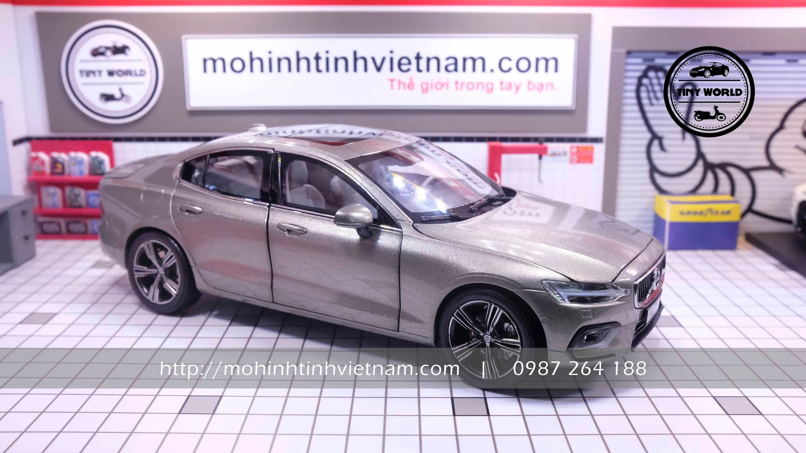 MÔ HÌNH Ô TÔ VOLVO S60 2020 (XÁM) 1:18 DEALER