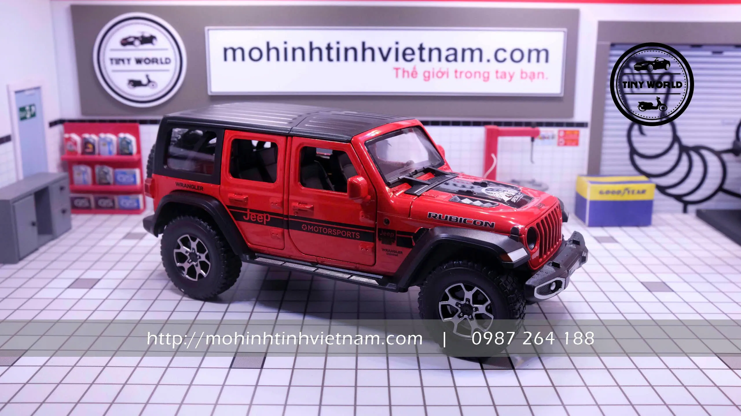 MÔ HÌNH Ô TÔ JEEP WRANGLER RUBICON 4X4 (ĐỎ) 1:22 DOUBLE HORSES