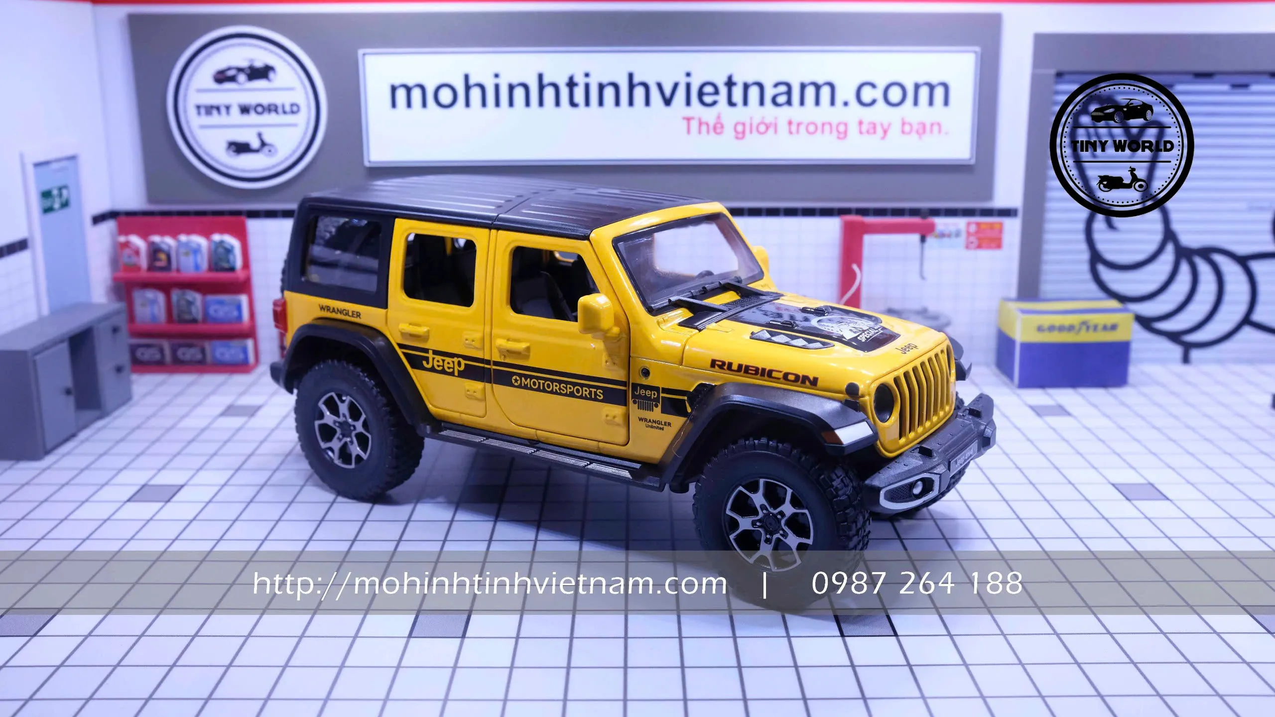 MÔ HÌNH Ô TÔ JEEP WRANGLER RUBICON 4X4 (VÀNG) 1:22 DOUBLE HORSES