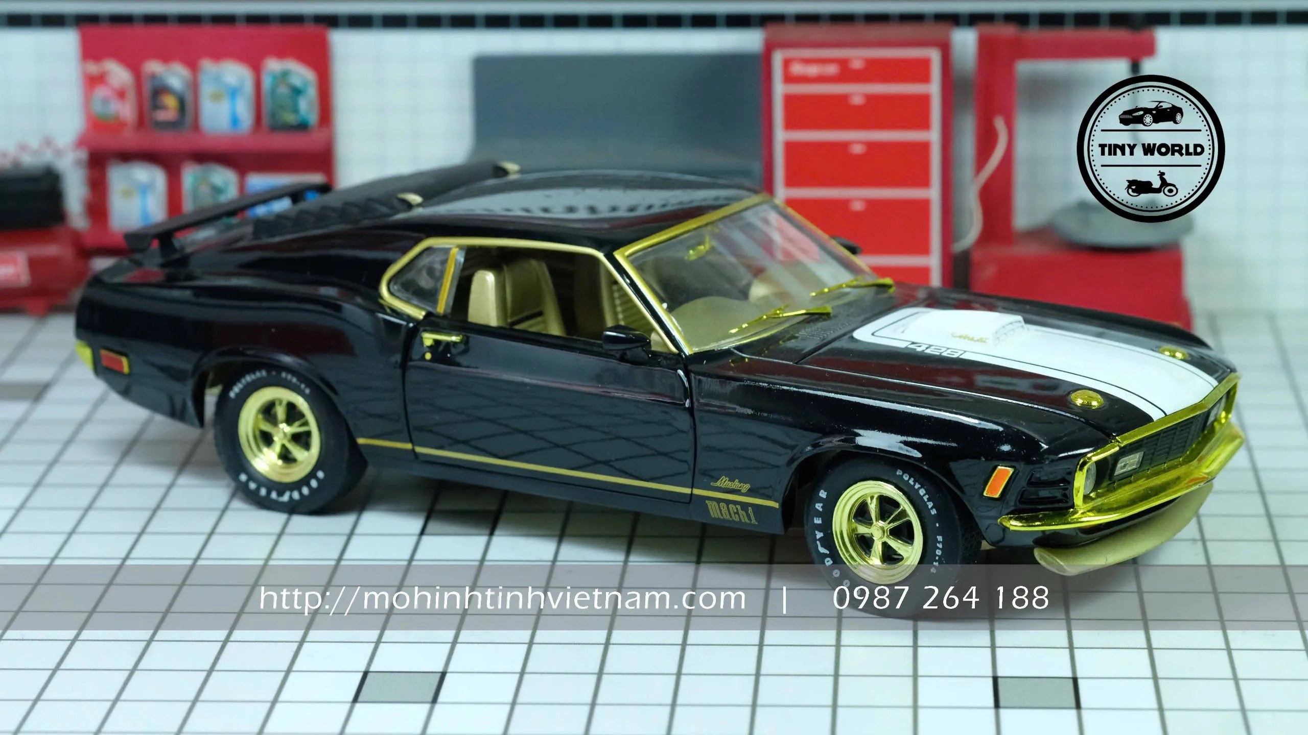 MÔ HÌNH Ô TÔ FORD MUSTANG MACH 1 428 1970 (ĐEN) 1:24 M2