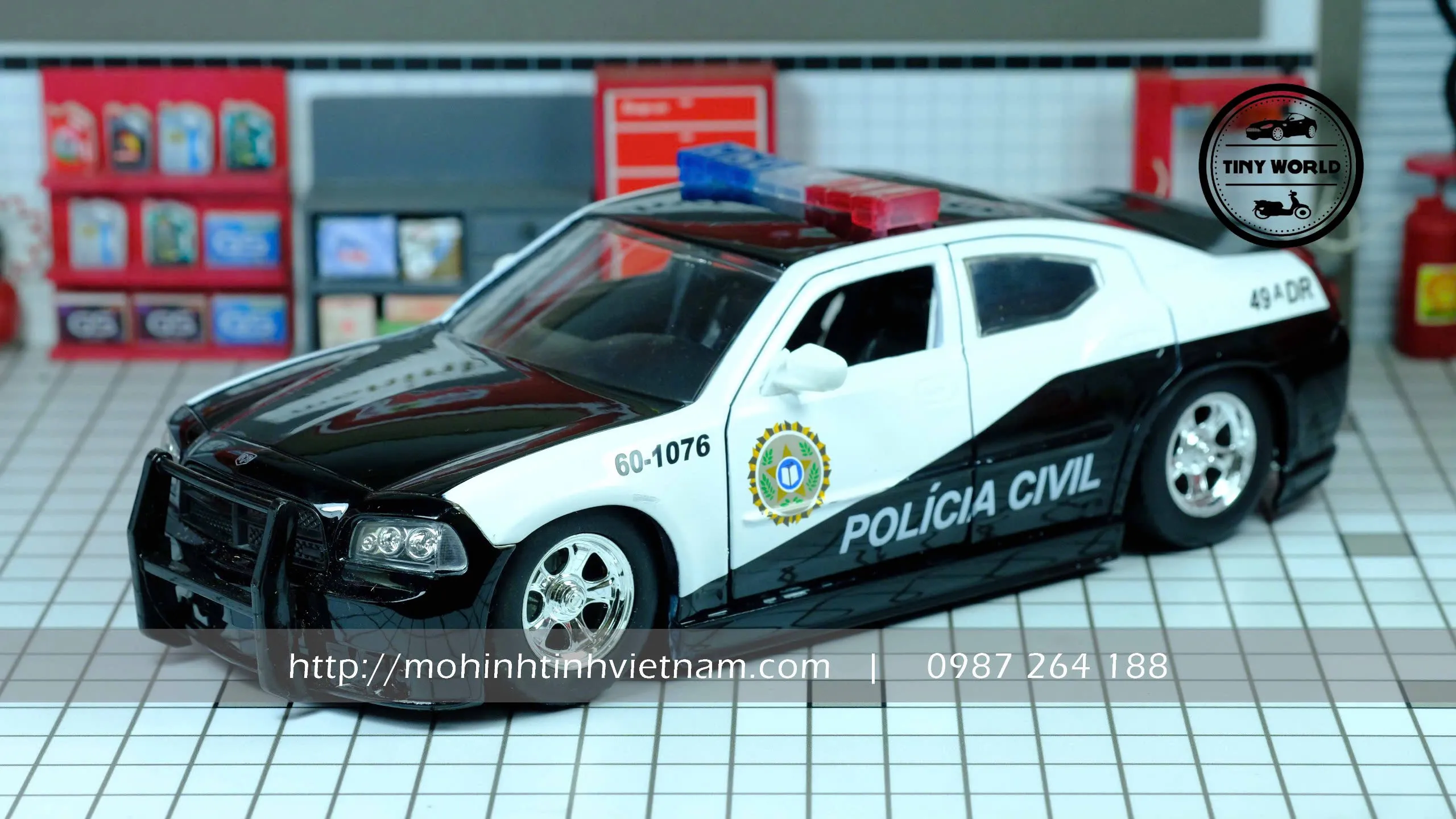 MÔ HÌNH Ô TÔ DODGE CHARGER POLICE 2006 (ĐEN) 1:24 JADA