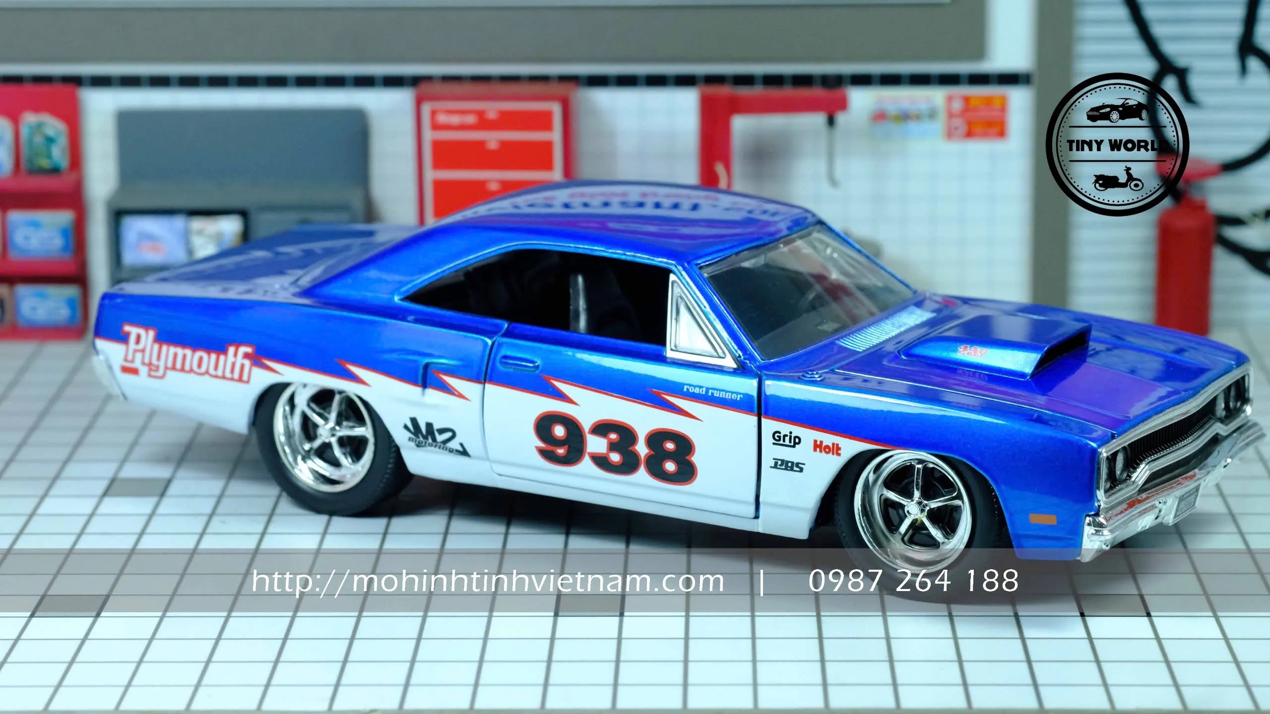 MÔ HÌNH Ô TÔ PLYMOUTH ROAD RUNNER 1970 (XANH) 1:24 JADA