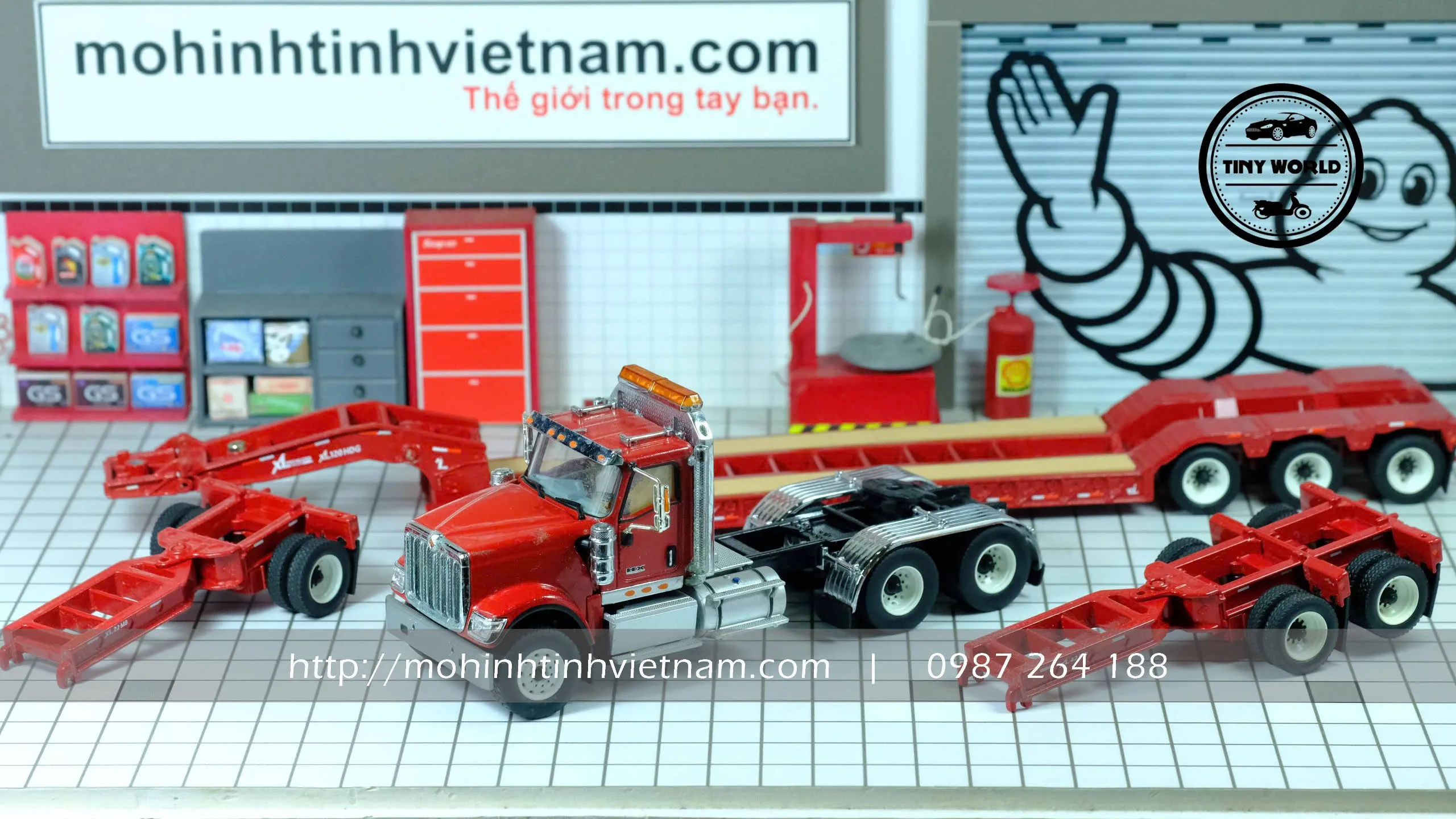 MÔ HÌNH Ô TÔ INTERNATIONAL HX520 + TRAILER (ĐỎ) 1:43 DIECAST MASTERS