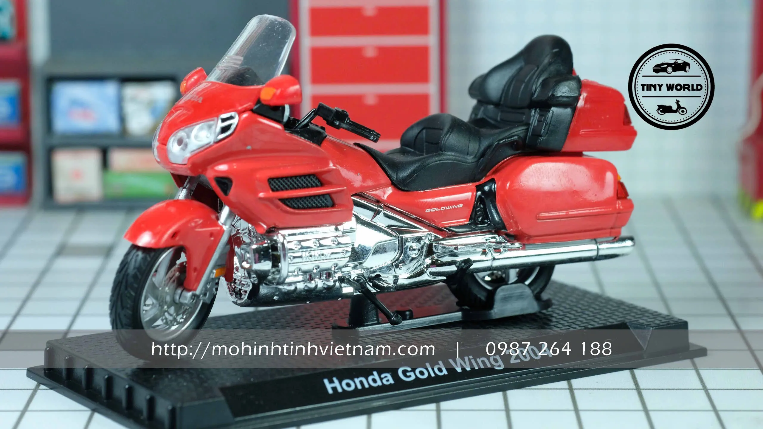 MÔ HÌNH XE MÁY HONDA GOLD WING 2004 (ĐỎ) 1:24 MOTORCYCLE MODEL