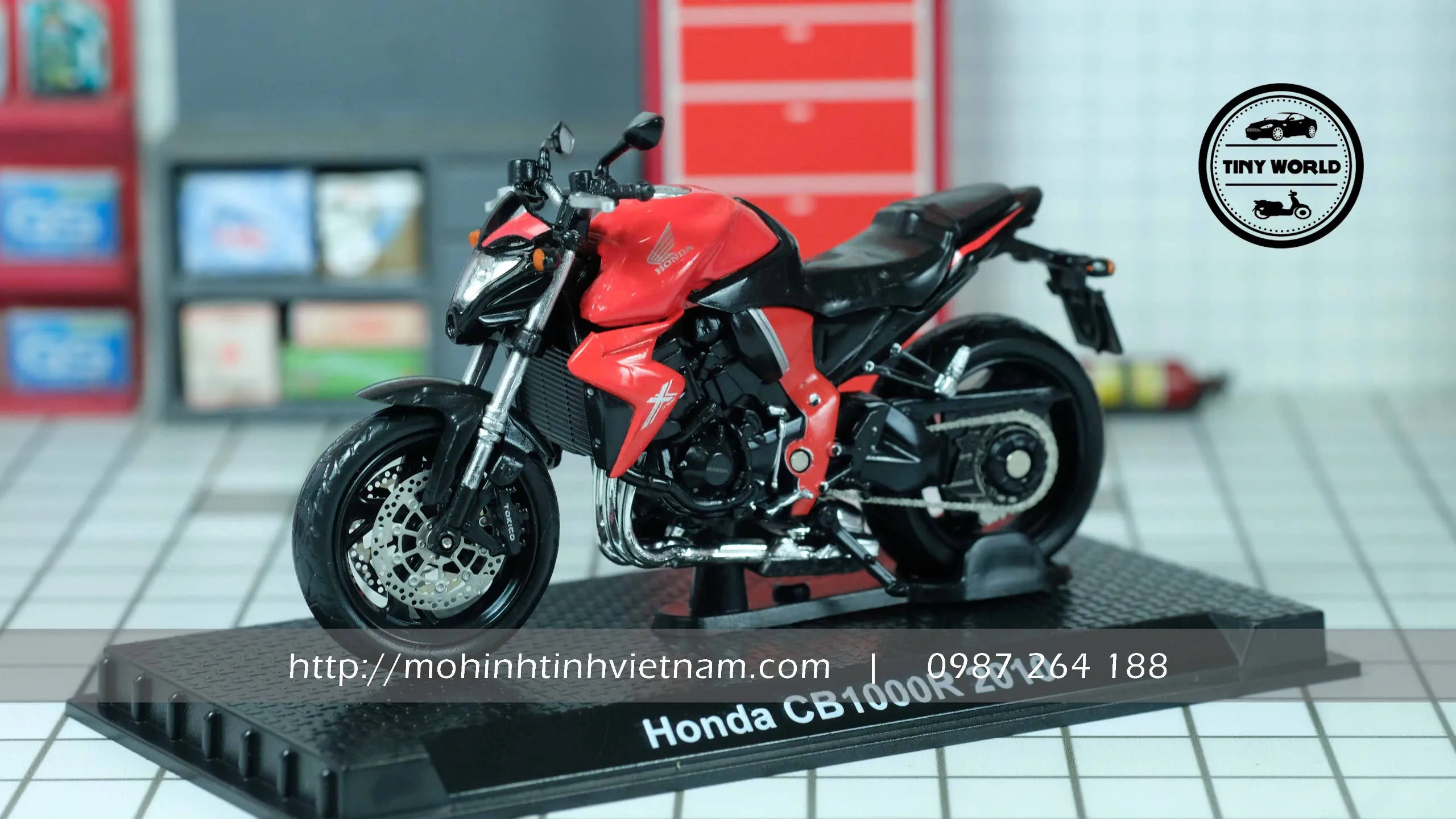 MÔ HÌNH XE MÁY HONDA CB1000R 2010 (ĐỎ) 1:24 MOTORCYCLE MODEL