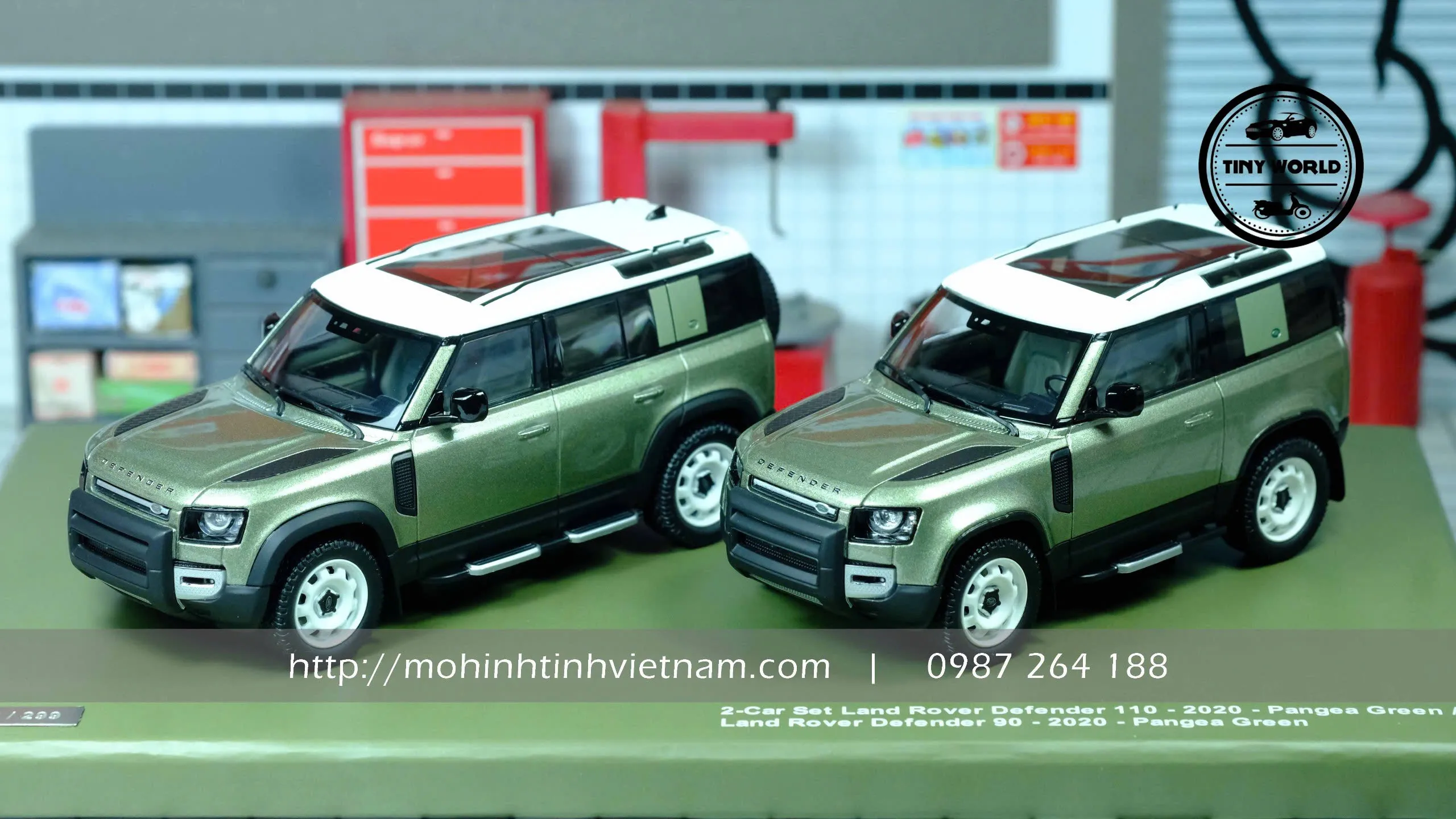 MÔ HÌNH Ô TÔ LAND ROVER DEFENDER 90 & DEFENDER 110 (XANH) 1:43 ALMOST REAL