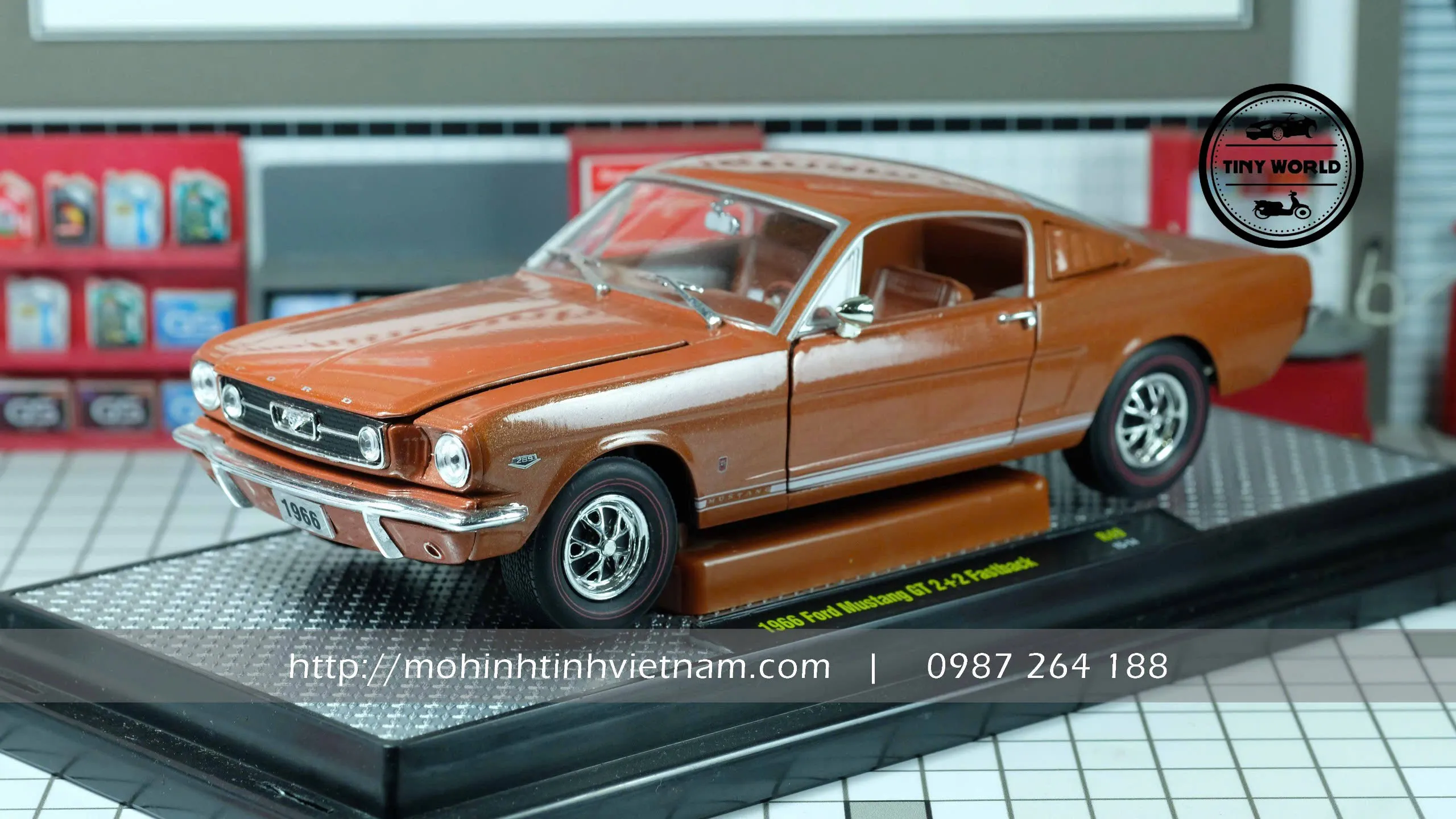 MÔ HÌNH Ô TÔ FORD MUSTANG GT 2+2 FASTBACK 1966 (NÂU) 1:24 M2