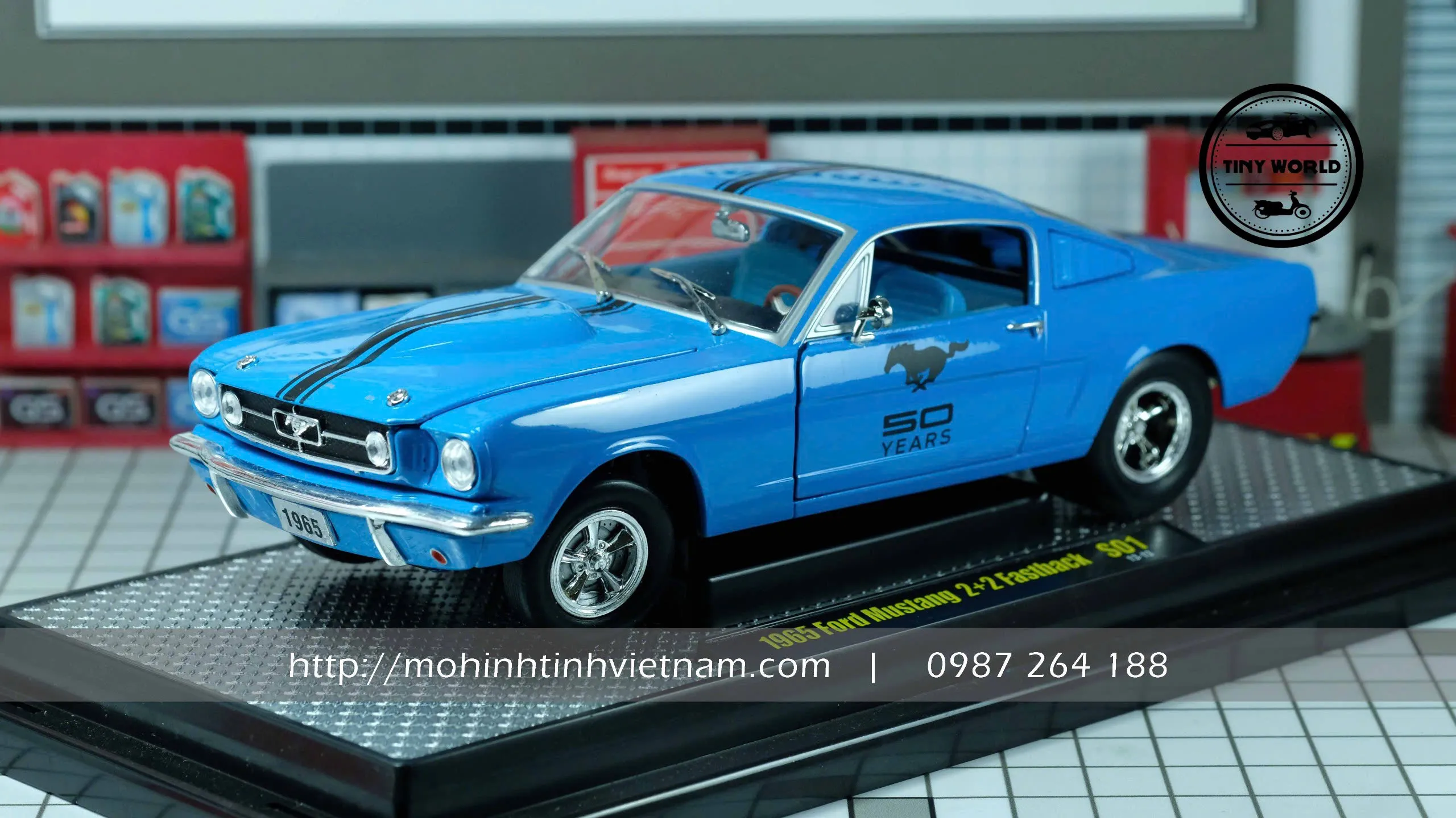 MÔ HÌNH Ô TÔ FORD MUSTANG 2+2 GT FASTBACK 1965 (XANH) 1:24 M2