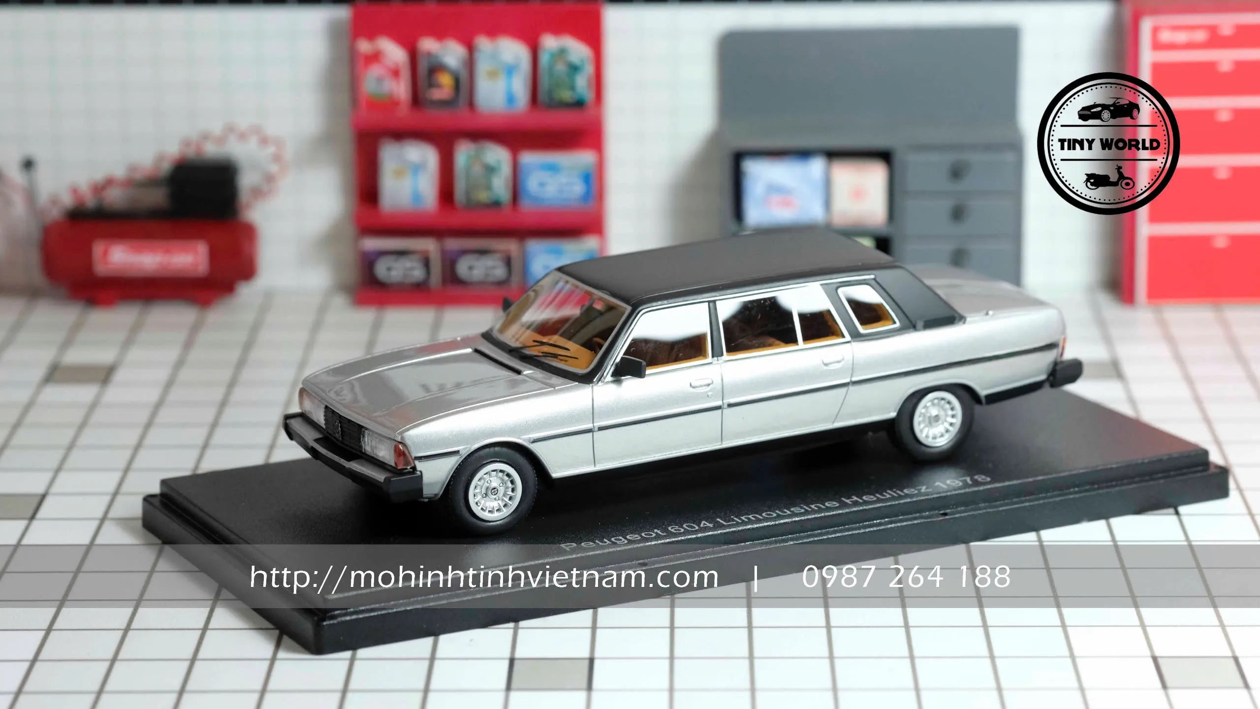 MÔ HÌNH Ô TÔ PEUGEOT 604 LIMOUSINE HEULIEZ 1978 (BẠC) 1:43 NEO