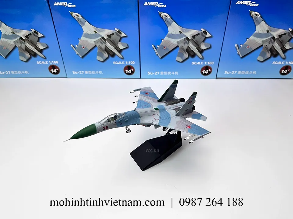 MÔ HÌNH MÁY BAY SU-27 BARENTS SEA (XANH) 1:100 AMER