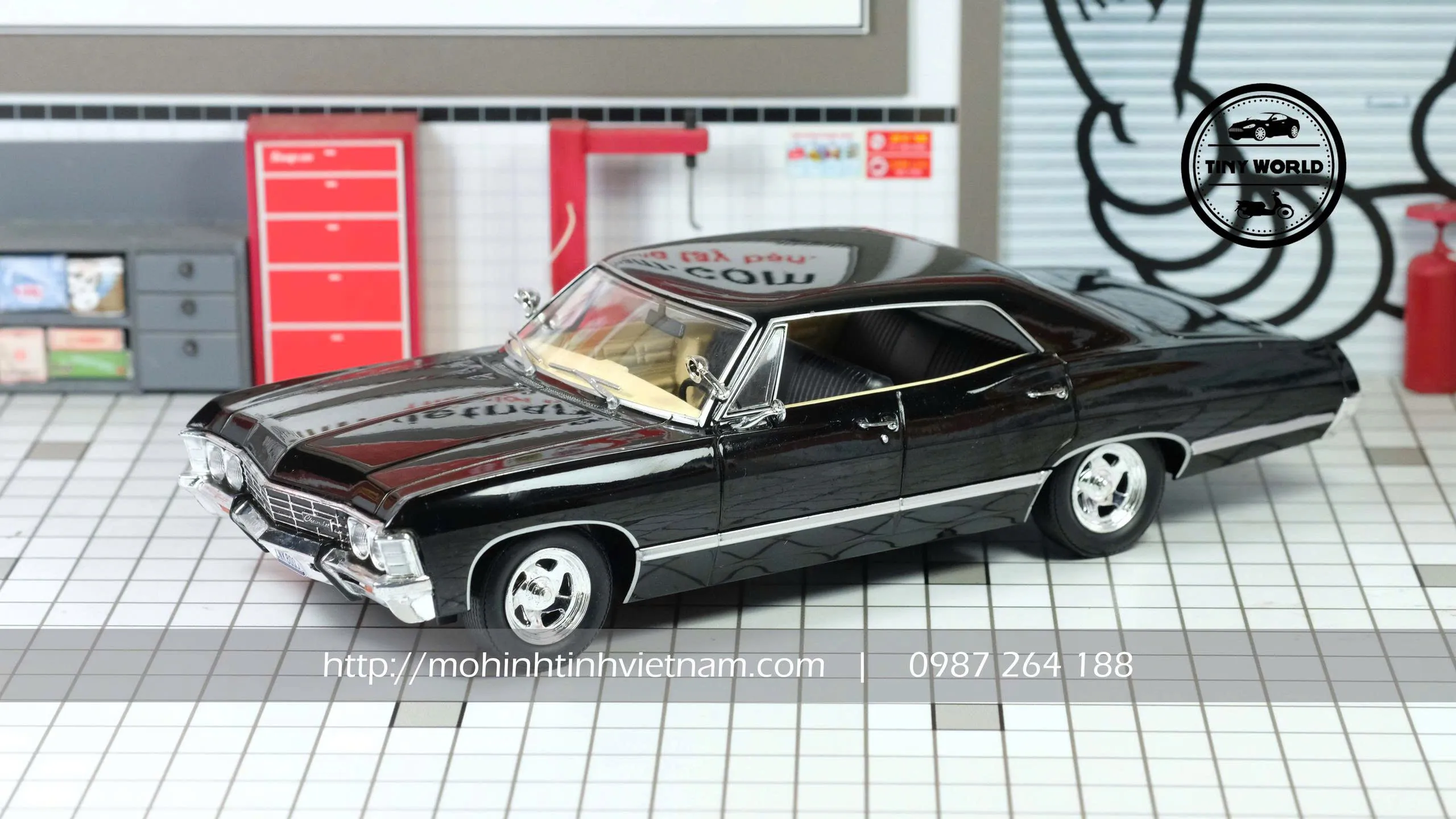 MÔ HÌNH Ô TÔ CHEVROLET IMPALA SPORT SEDAN 1967 (ĐEN) 1:24 GREENLIGHT
