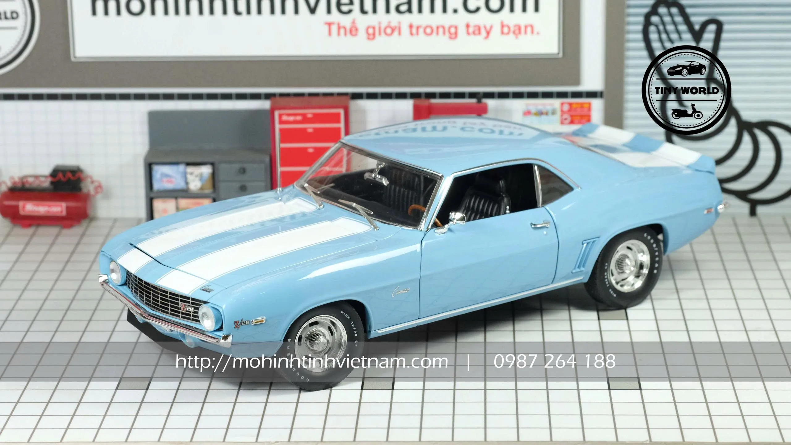 MÔ HÌNH Ô TÔ CHEVROLET CAMARO Z28 1969 (XANH) 1:18 ACME