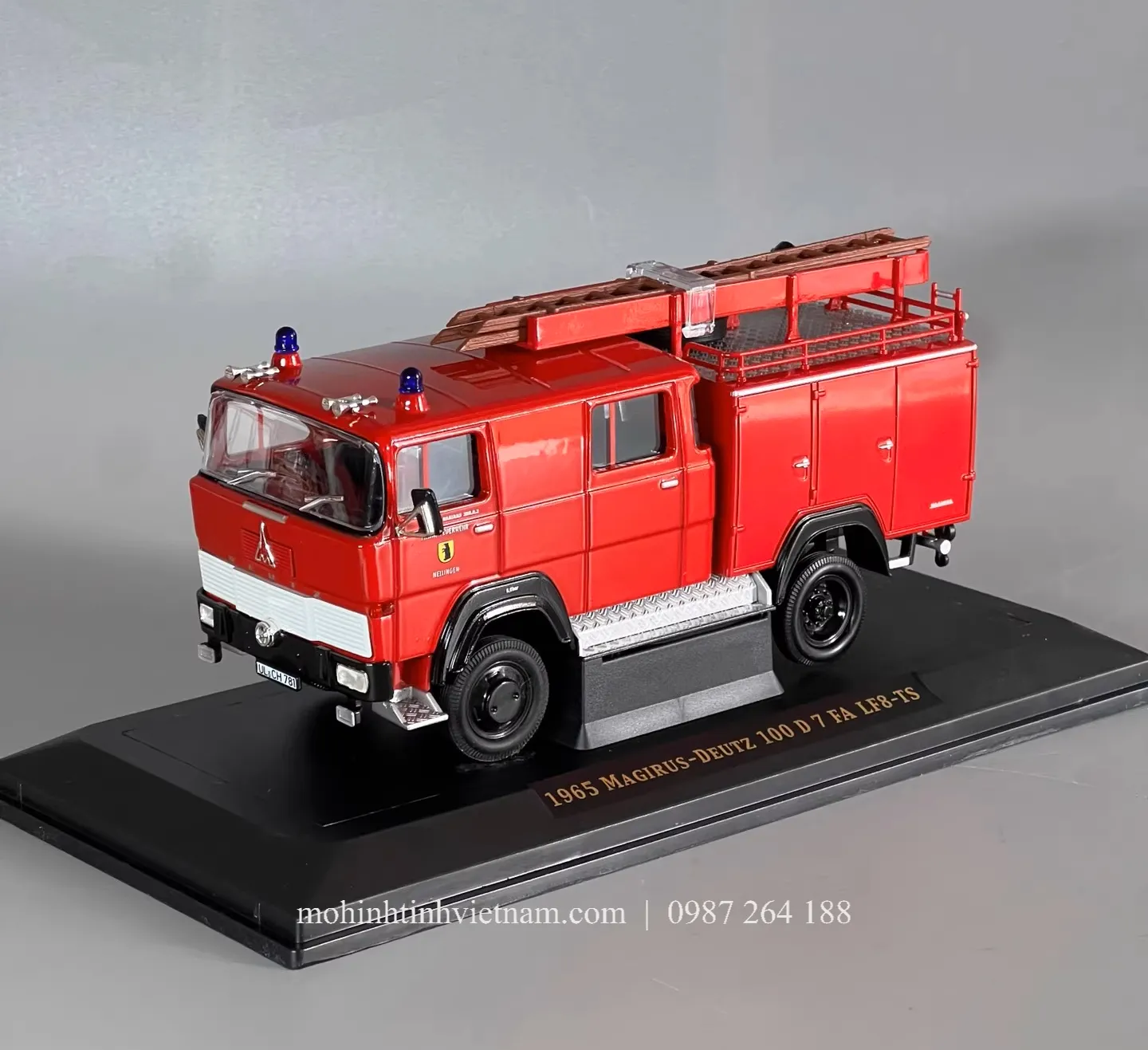 MÔ HÌNH XE CỨU HỎA MAGIRUS DEUTZ 100 D 7 FA LF8-TS 1965 (ĐỎ) 1:43 DEACAST