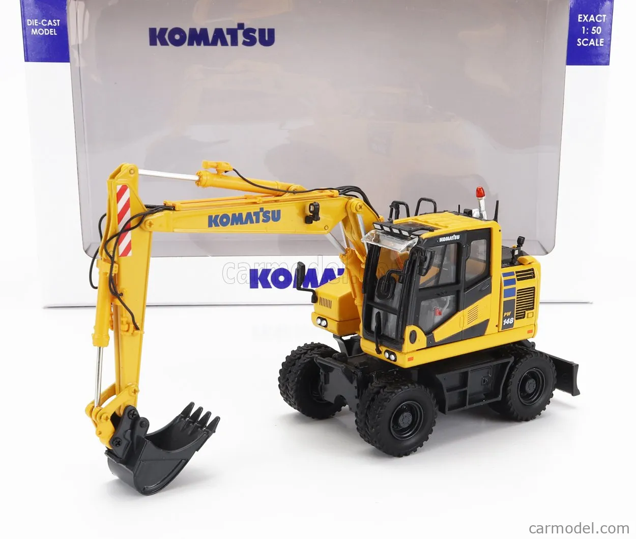 MÔ HÌNH MÁY ĐÀO BÁNH LỐP KOMATSU PW148-11 (VÀNG) 1:50 DIE-CAST MODEL
