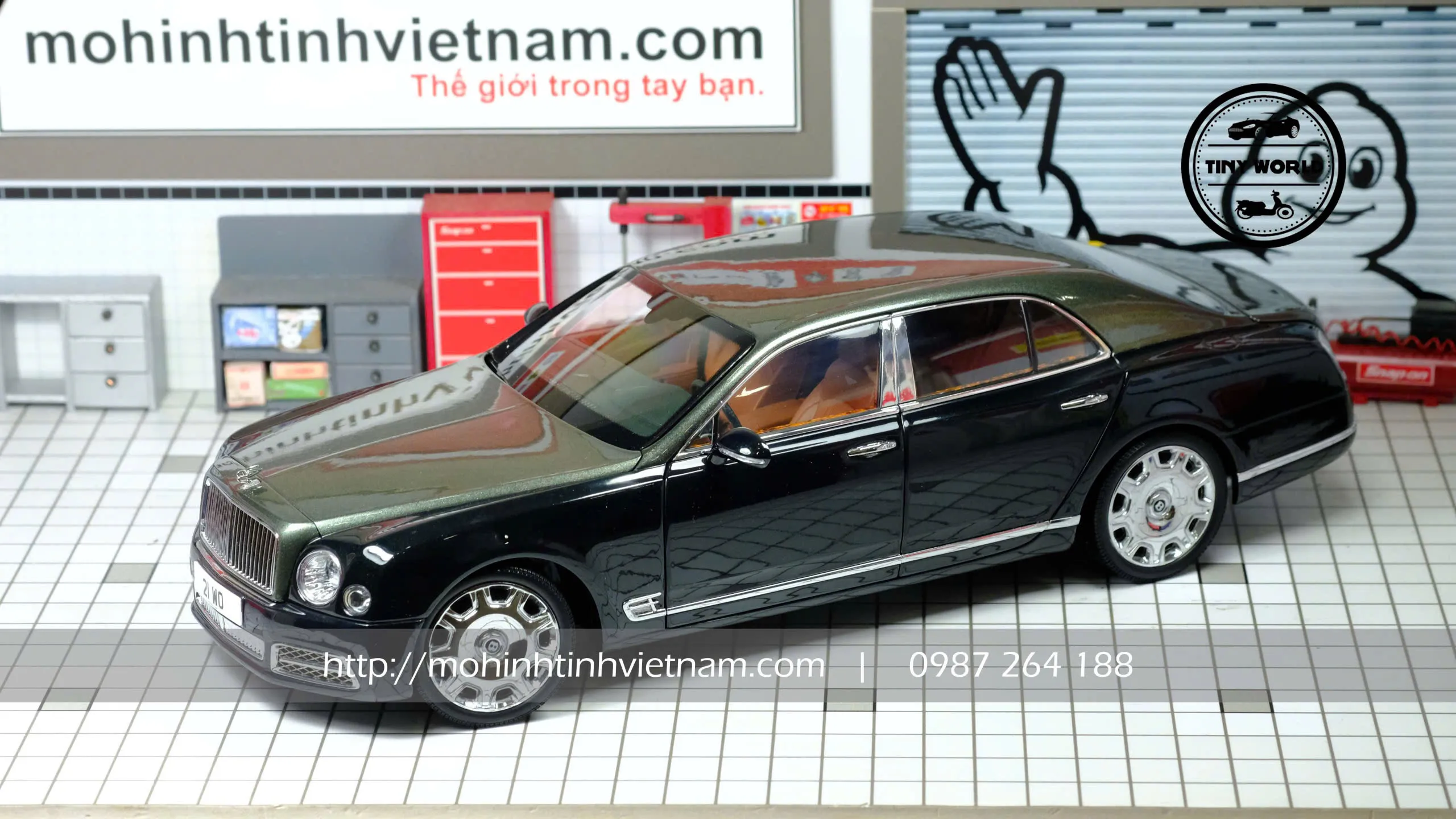 MÔ HÌNH Ô TÔ BENTLEY MULSANNE W.O. EDITION MULLINER CENTURY 100TH EDITION LIMITED 2019 (XANH ĐEN) 1:18 ALMOST REAL