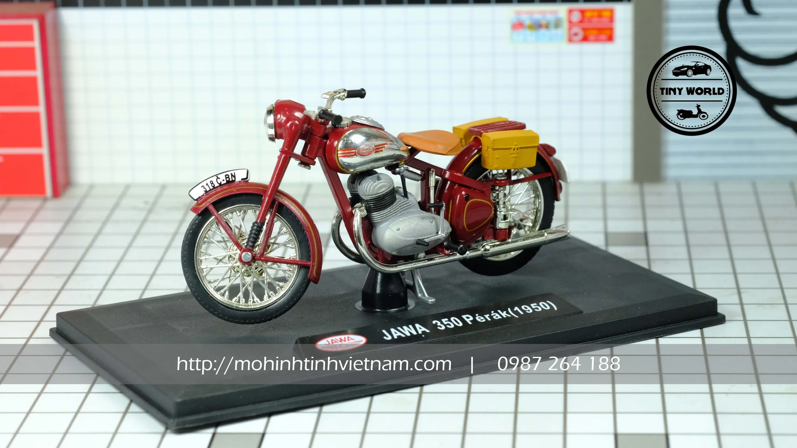 MÔ HÌNH XE MÁY JAWA 350PERAK 1950 (ĐỎ) 1:18 JAWA MODEL