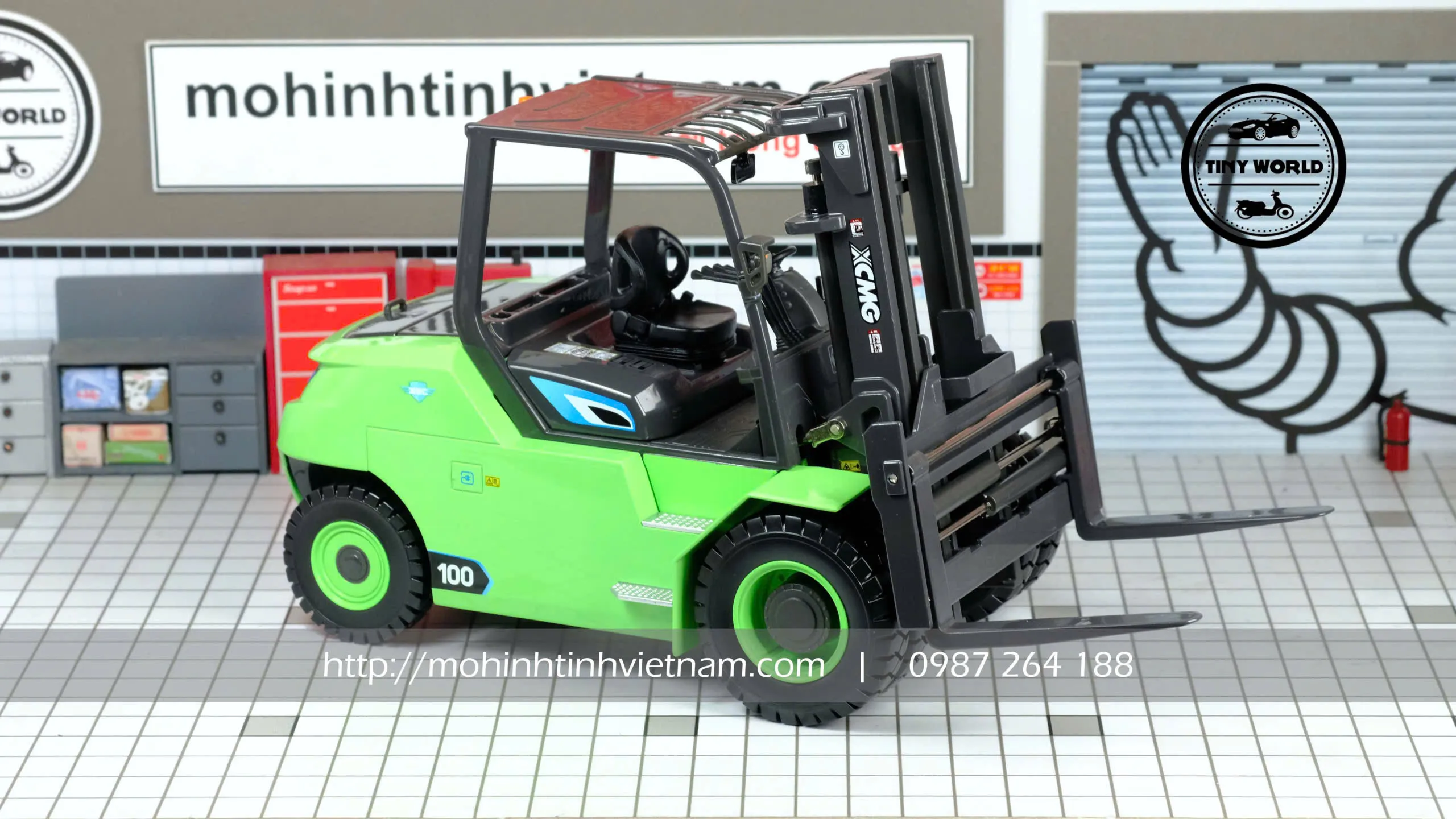 MÔ HÌNH XE NÂNG ĐIỆN XVB100-QL9-G (XANH) 1:20 XCMG