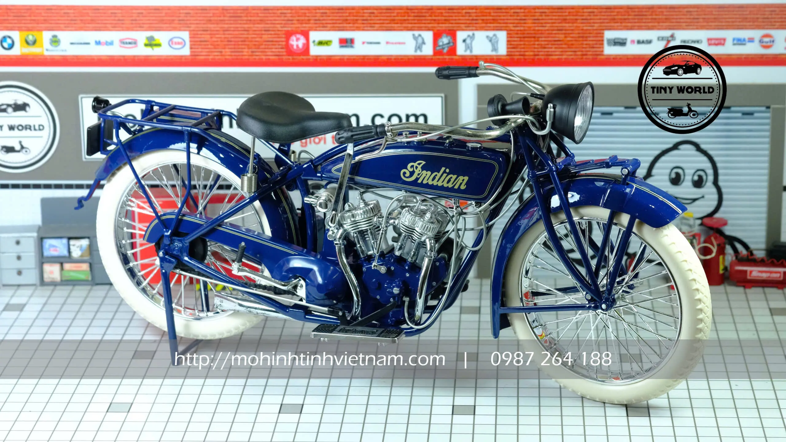 MÔ HÌNH XE MÁY INDIAN SCOUT 1920 (XANH) 1:6 GUILOY