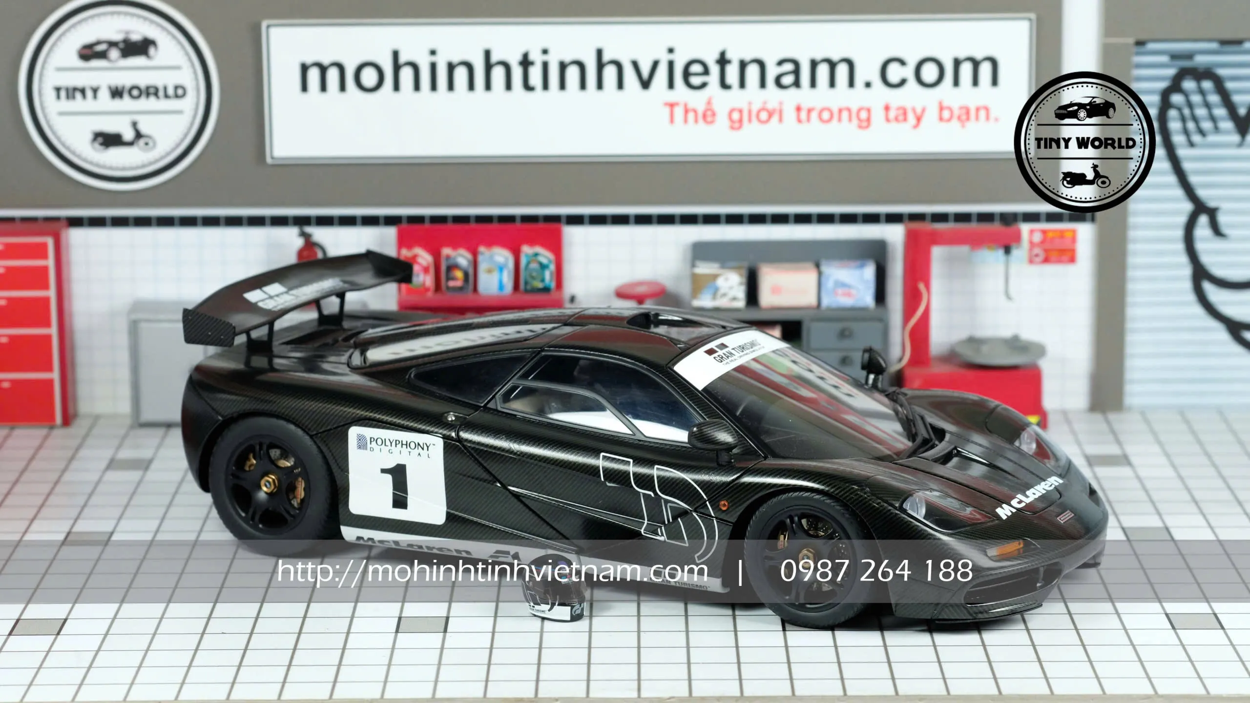 MÔ HÌNH Ô TÔ MCLAREN F1 STEALTH MODEL  (ĐEN CARBON) 1:18 SIGNATURE AUTOART