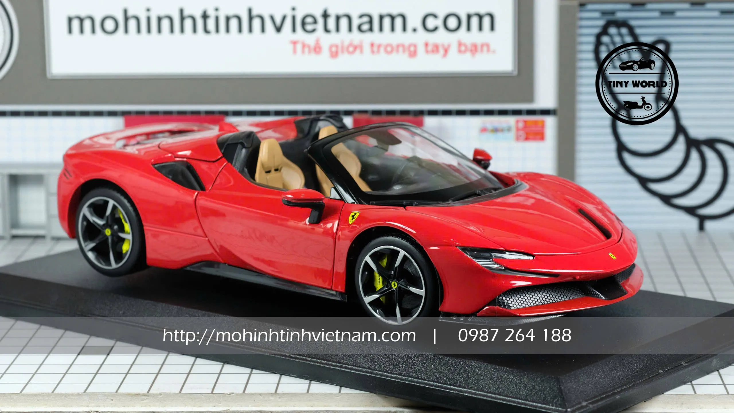 MÔ HÌNH Ô TÔ FERRARI SF90 SPIDER (ĐỎ) 1:18 BBURAGO