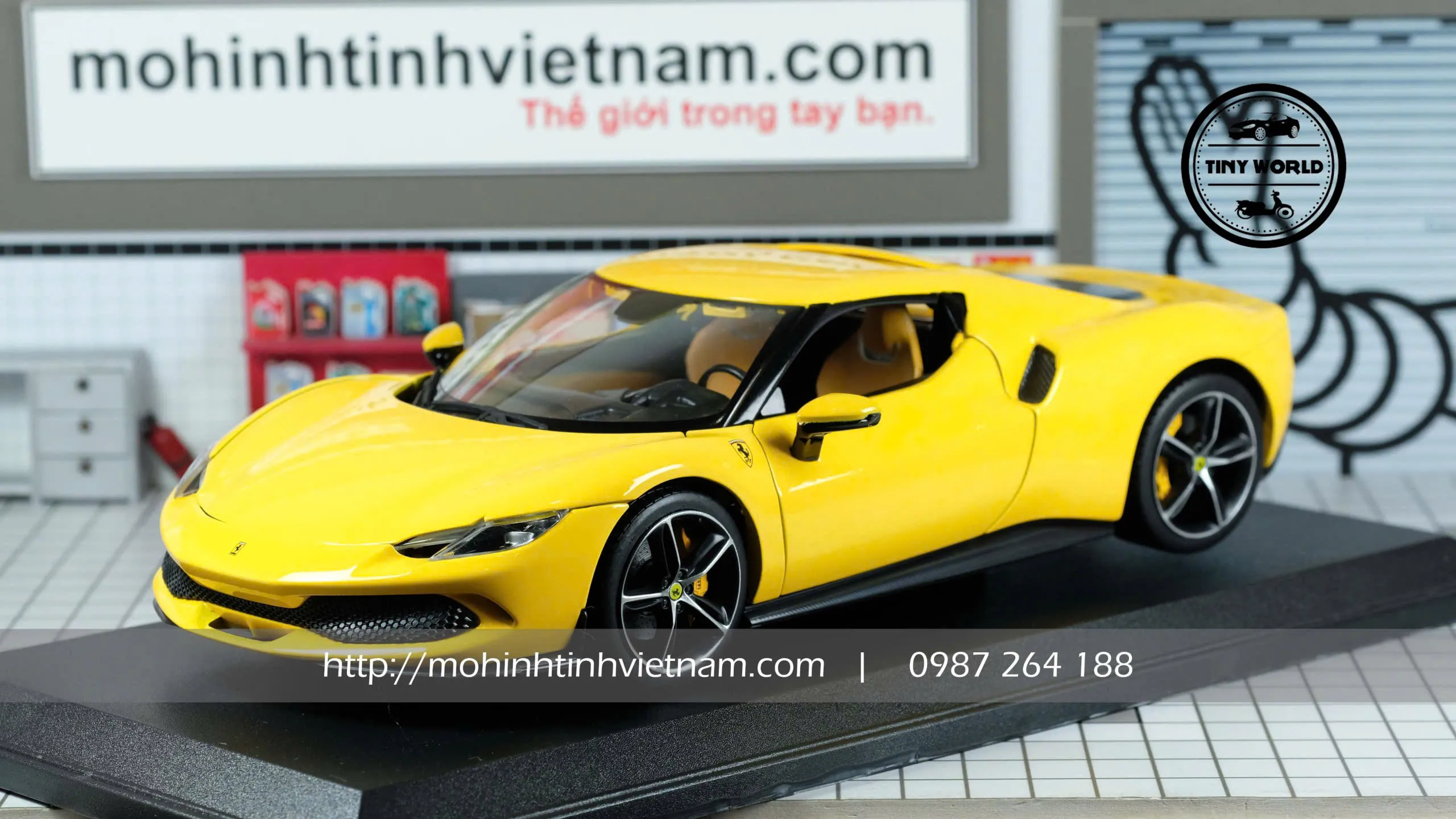 MÔ HÌNH Ô TÔ FERRARI 296 GTB (VÀNG) 1:18 BBURAGO