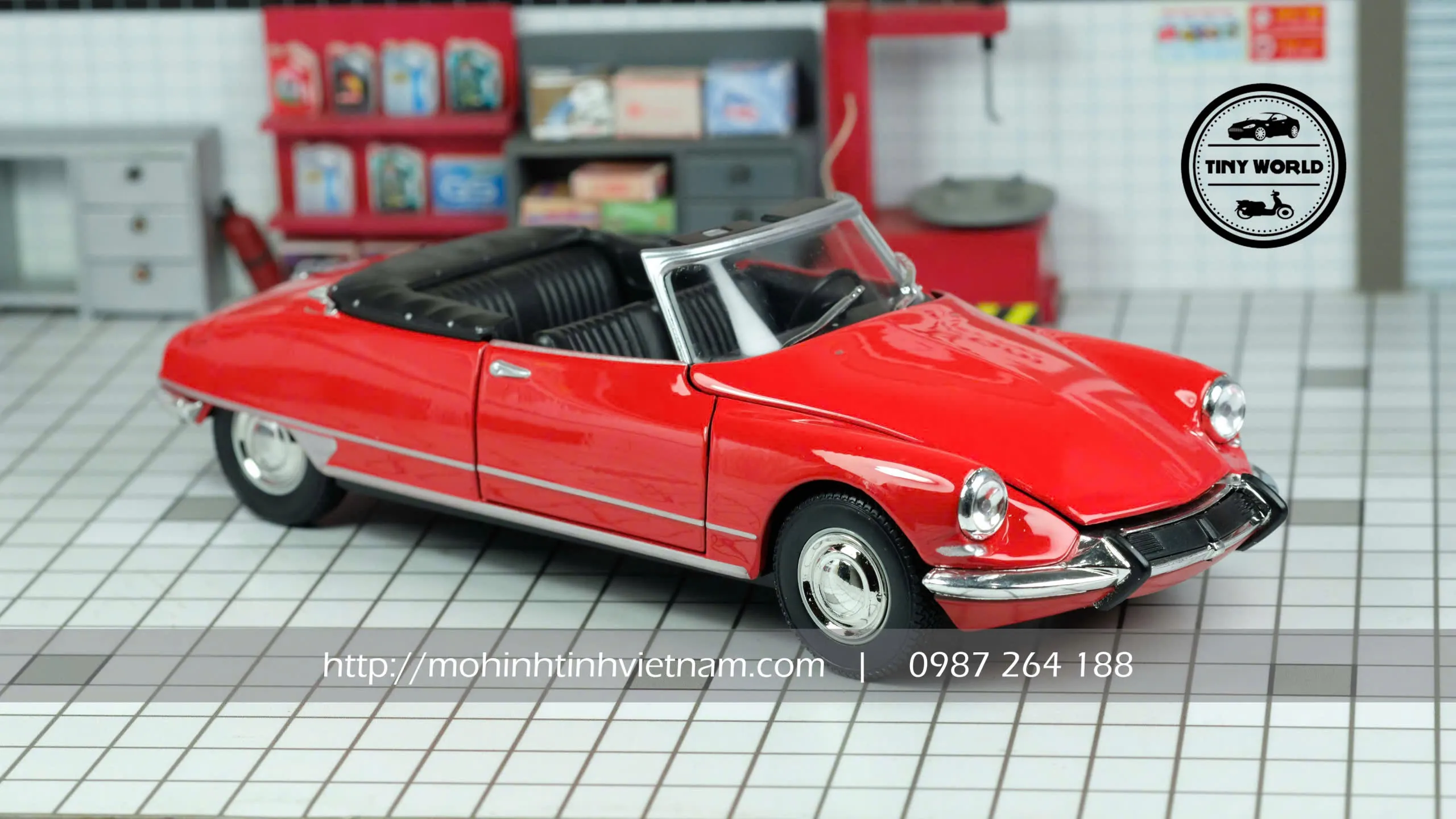 MÔ HÌNH Ô TÔ CITROEN DS19 CABRIOLET (ĐỎ) 1:24 WELLY