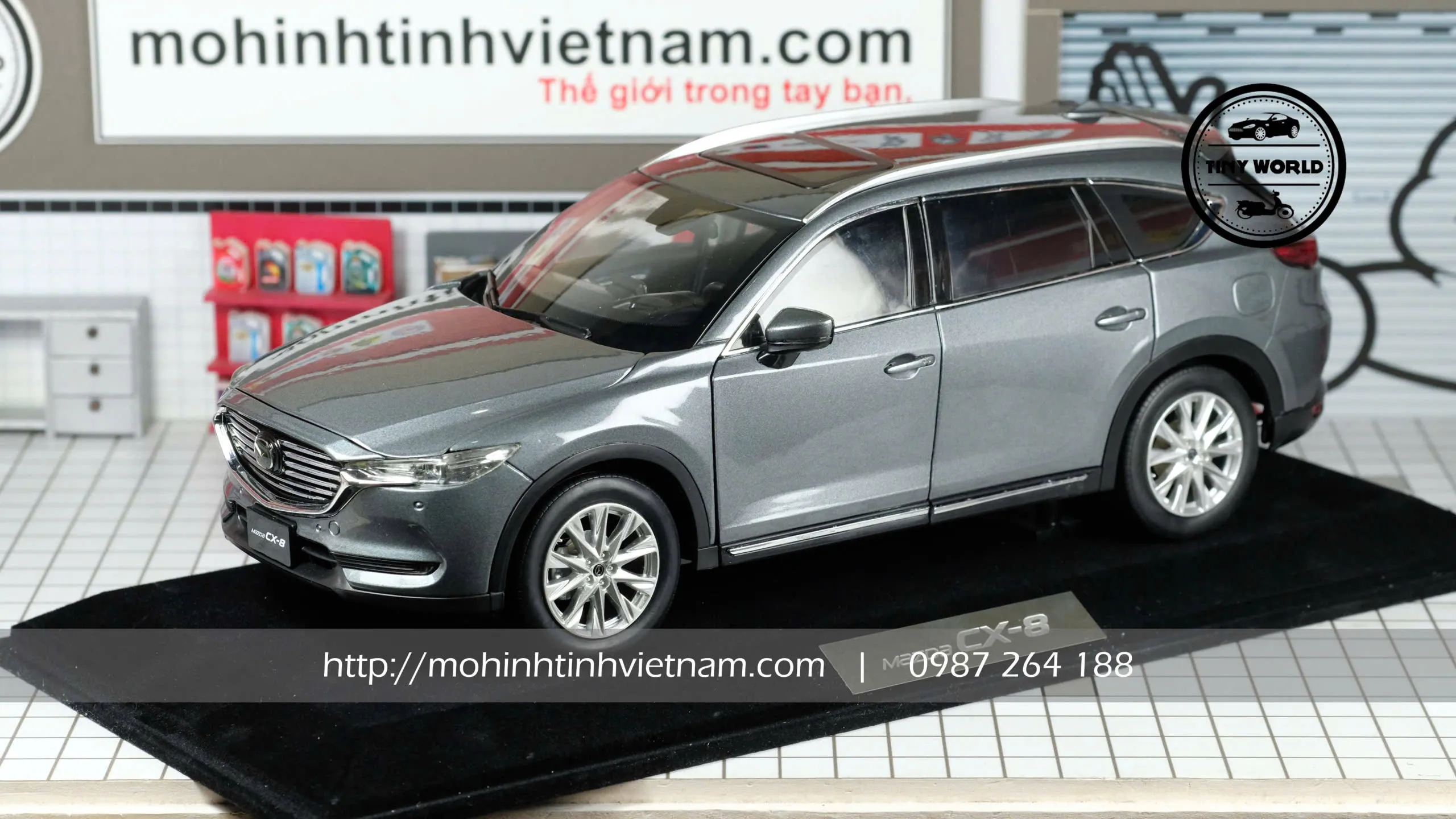 MÔ HÌNH Ô TÔ MAZDA CX-8 2019 (XÁM) 1:18 PAUDI