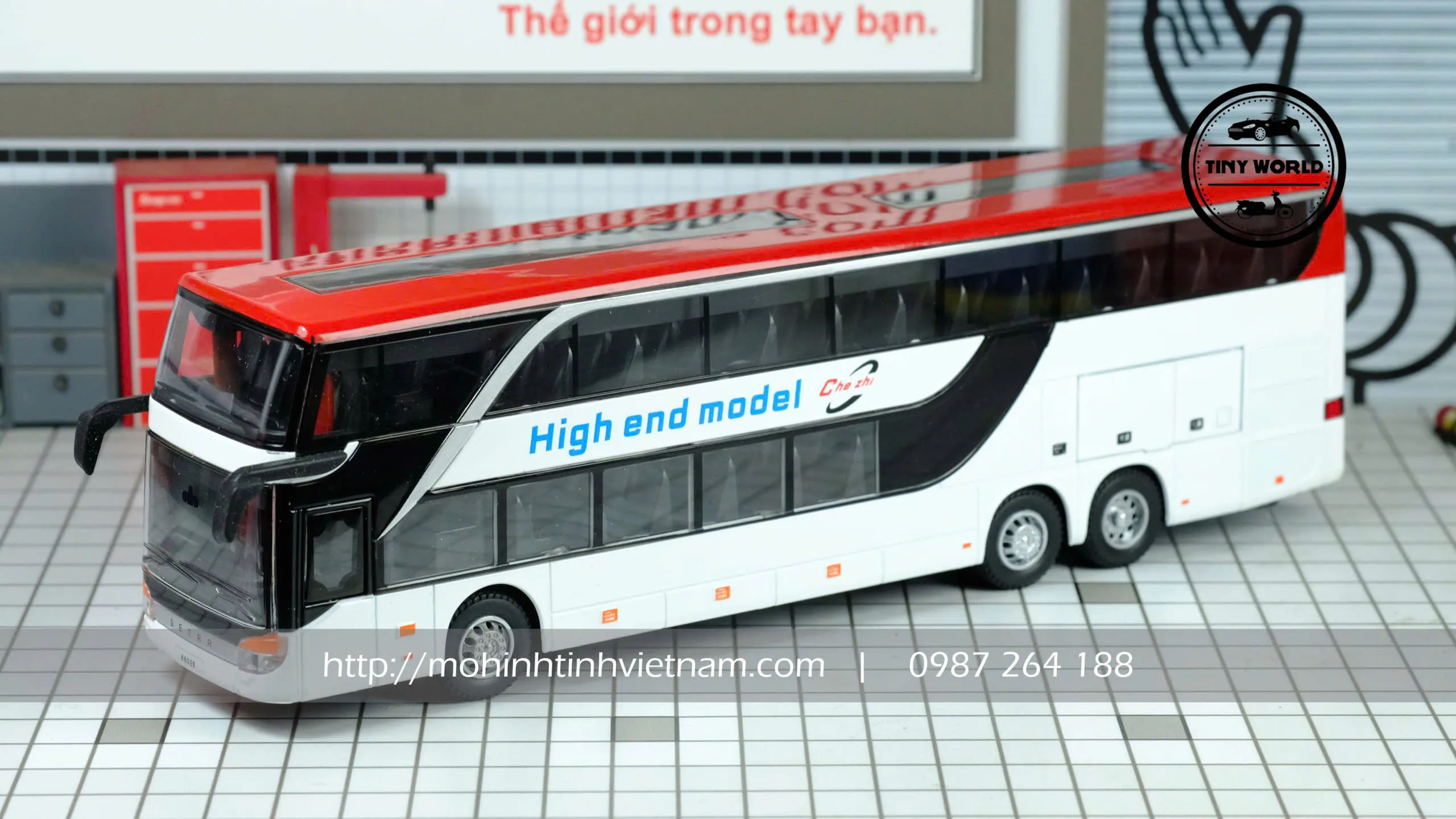 MÔ HÌNH XE BUS 2 TẦNG (TRẮNG) 1:30 CHEZHI