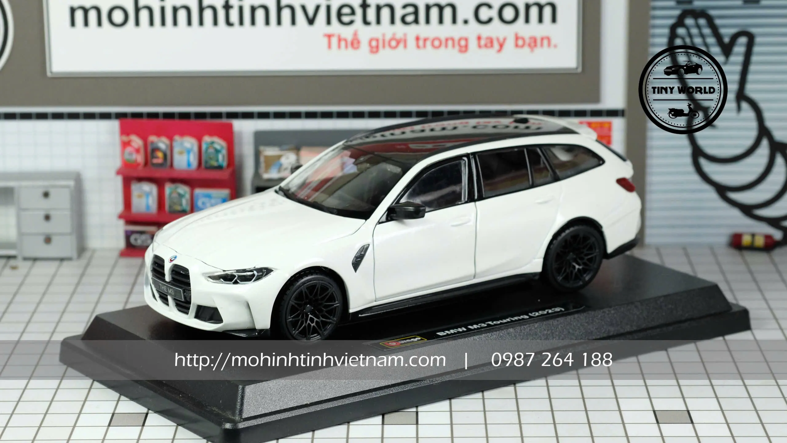 MÔ HÌNH Ô TÔ BMW M3 TOURING 2023 (TRẮNG) 1:24 BBURAGO