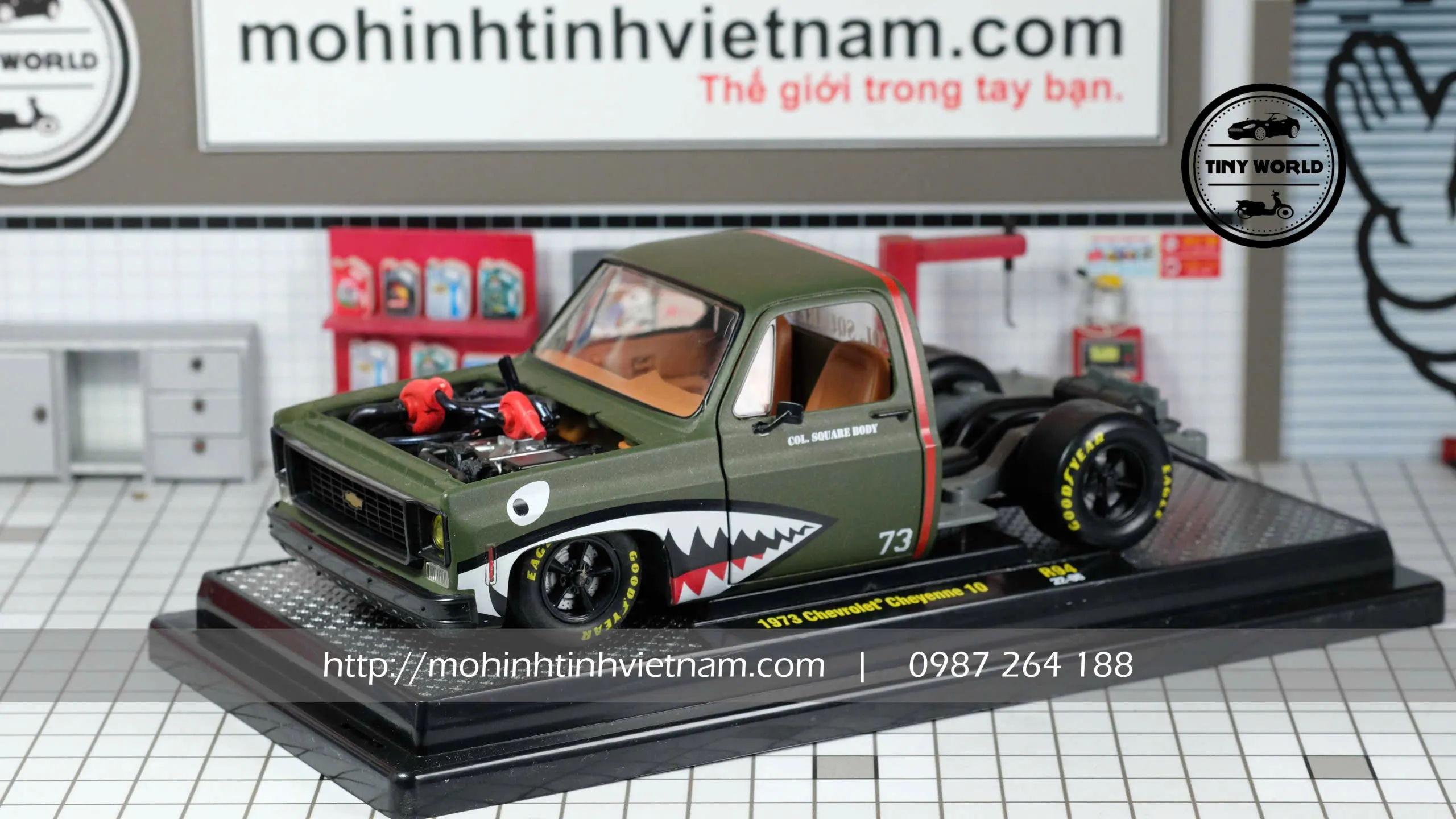 MÔ HÌNH Ô TÔ CHEVROLET CHEYENNE 10 1973 (XANH) 1:24 M2 MACHINES
