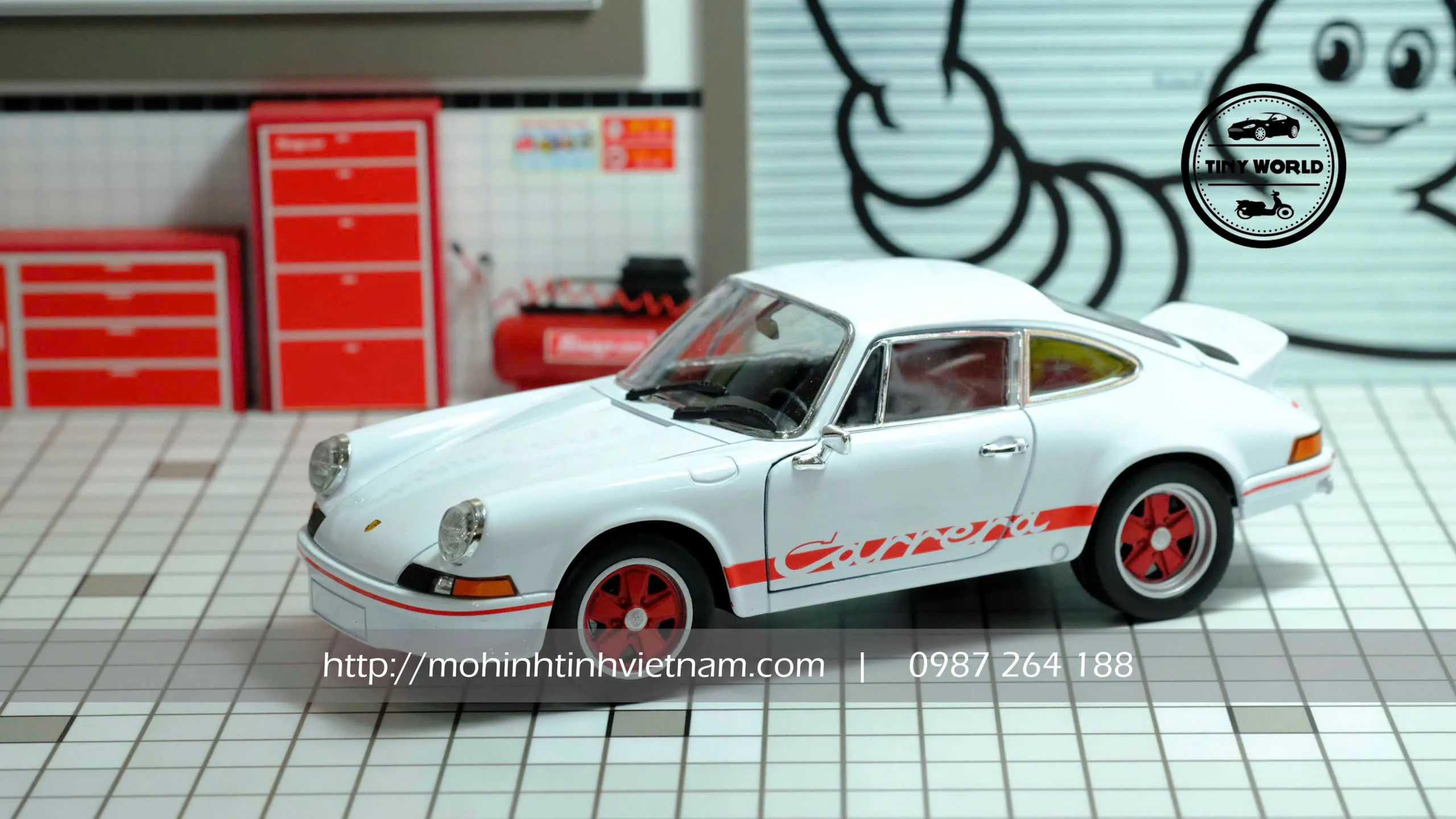 MÔ HÌNH Ô TÔ PORSCHE 911 CARRERA RS 2.7 1973 (TRẮNG) 1:24 WHITEBOX