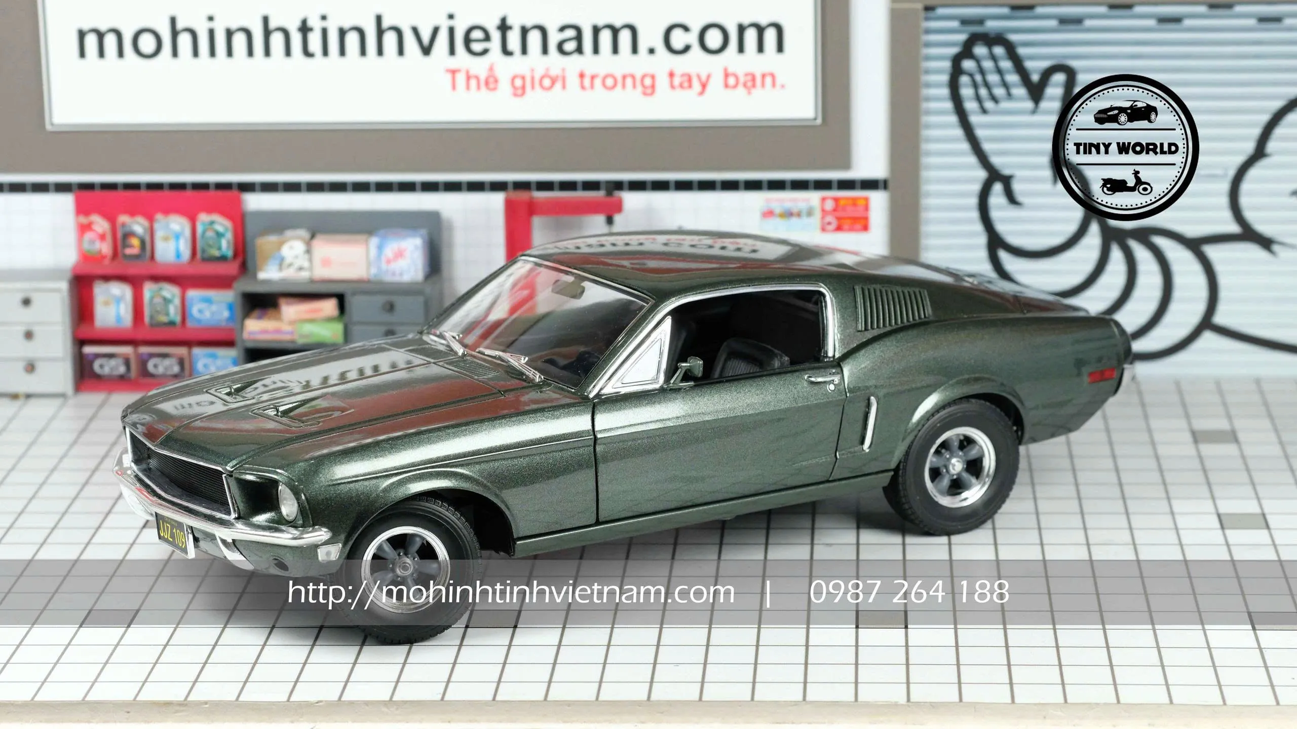 MÔ HÌNH Ô TÔ FORD MUSTANG GT 1968 (XANH) 1:18 GREENLIGHT