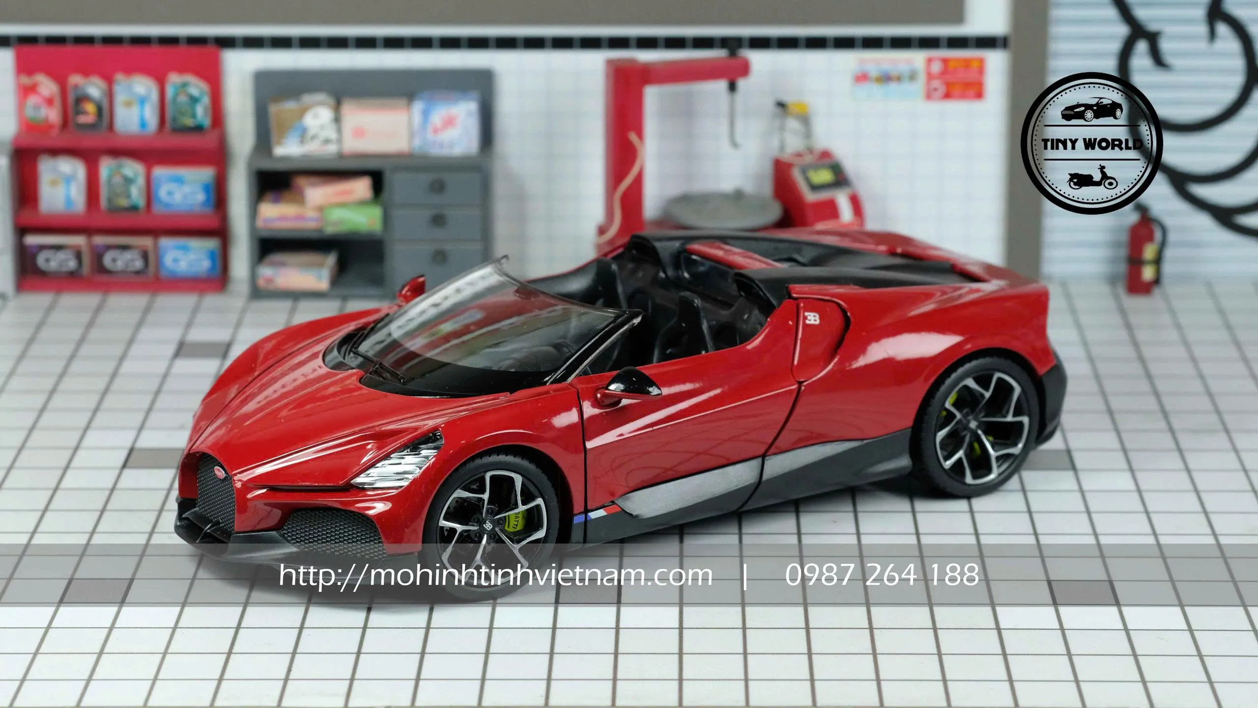 MÔ HÌNH Ô TÔ BUGATTI W16 MISTRAL (ĐỎ) 1:24 WELLY