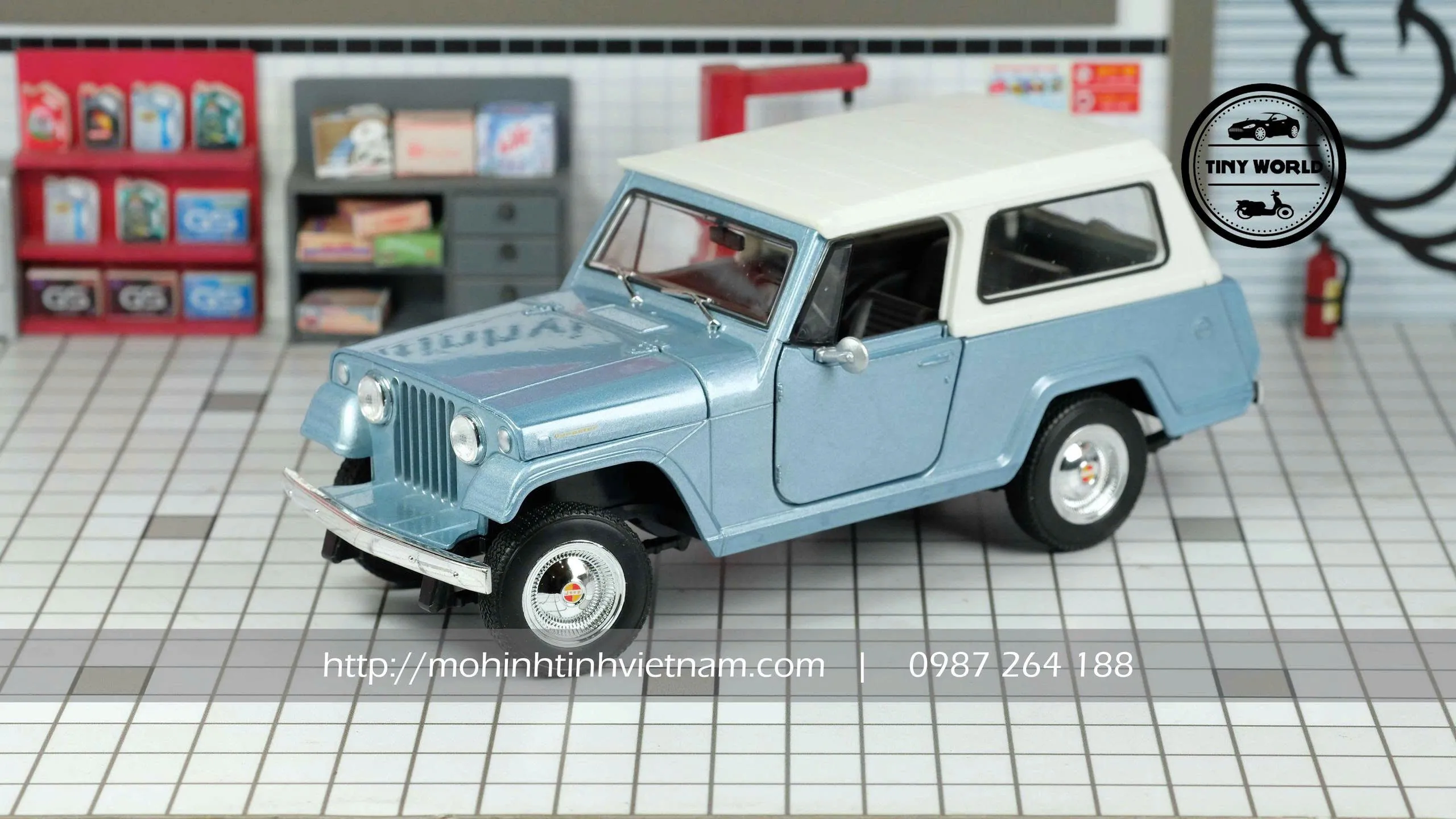 MÔ HÌNH Ô TÔ JEEP JEEPSTER COMMANDO STATION WAGON 1967 (XANH) 1:24 WELLY